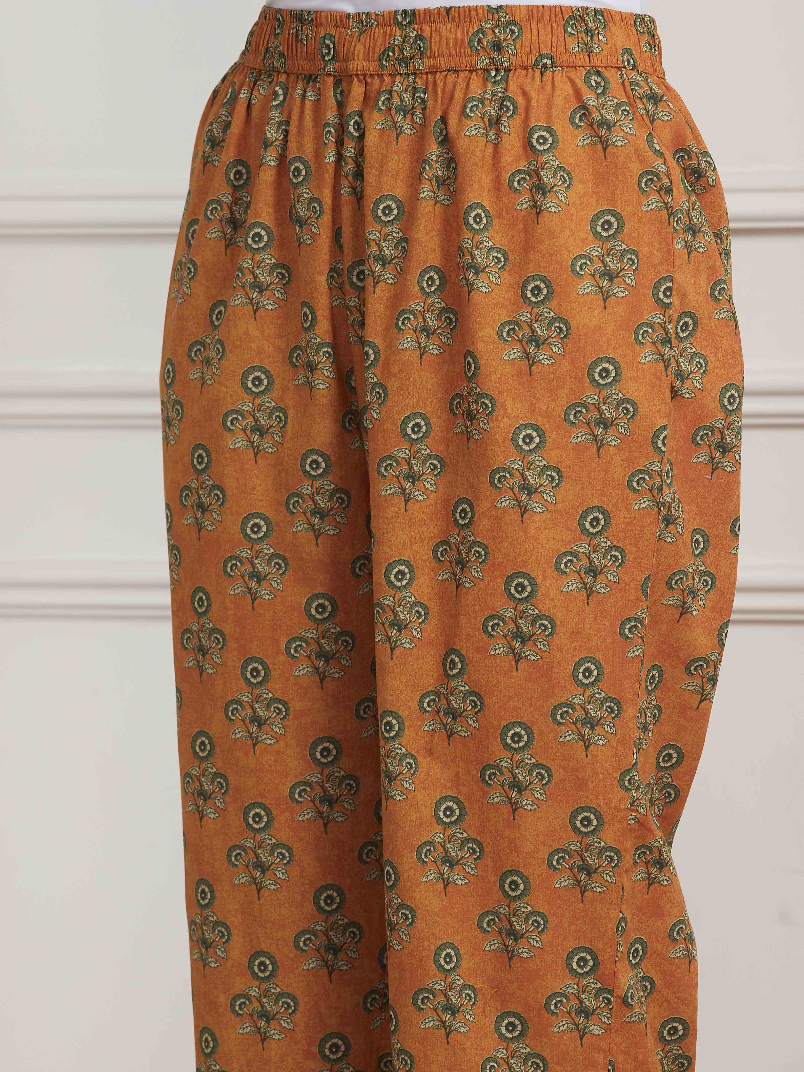 Mustard Yellow Cotton Printed Kurta Set image number 2