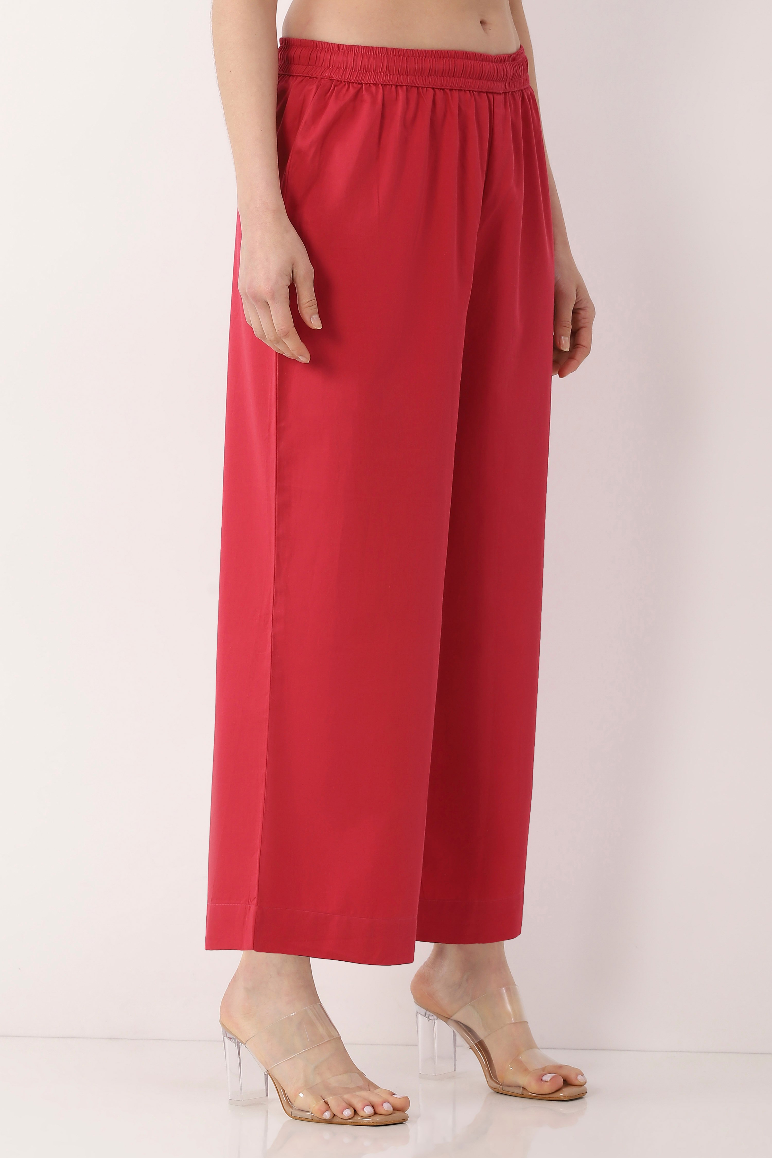Pink Cotton Regular Pants image number 3