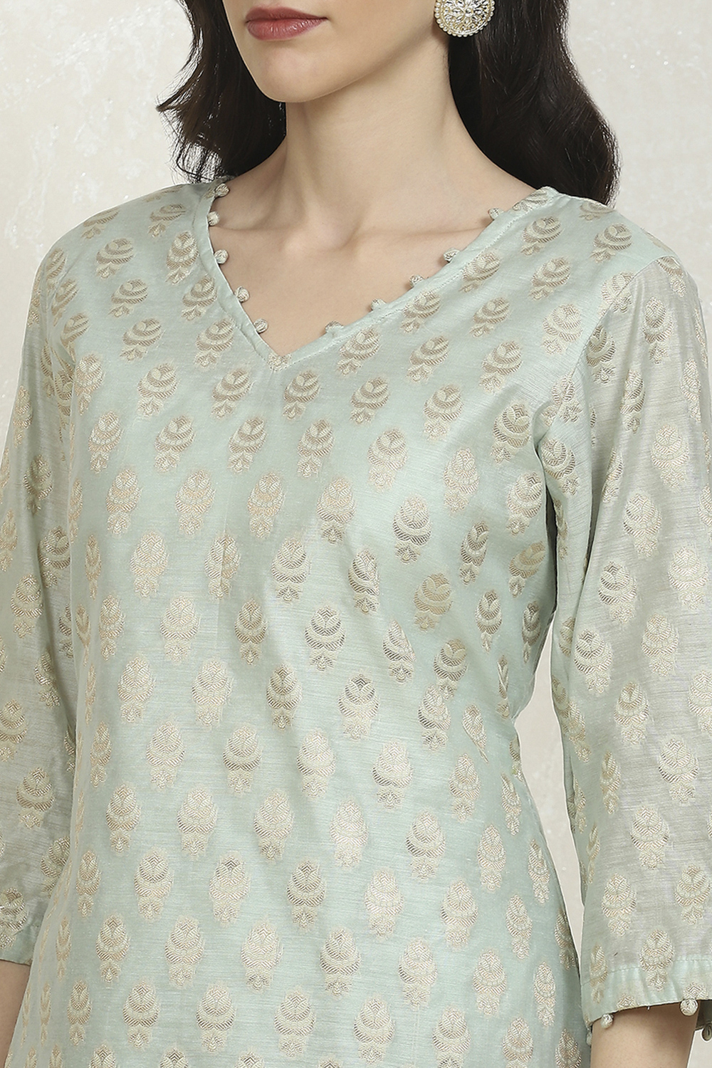 Peach Cotton Printed Embroidered Unstitched Suit Set image number 2