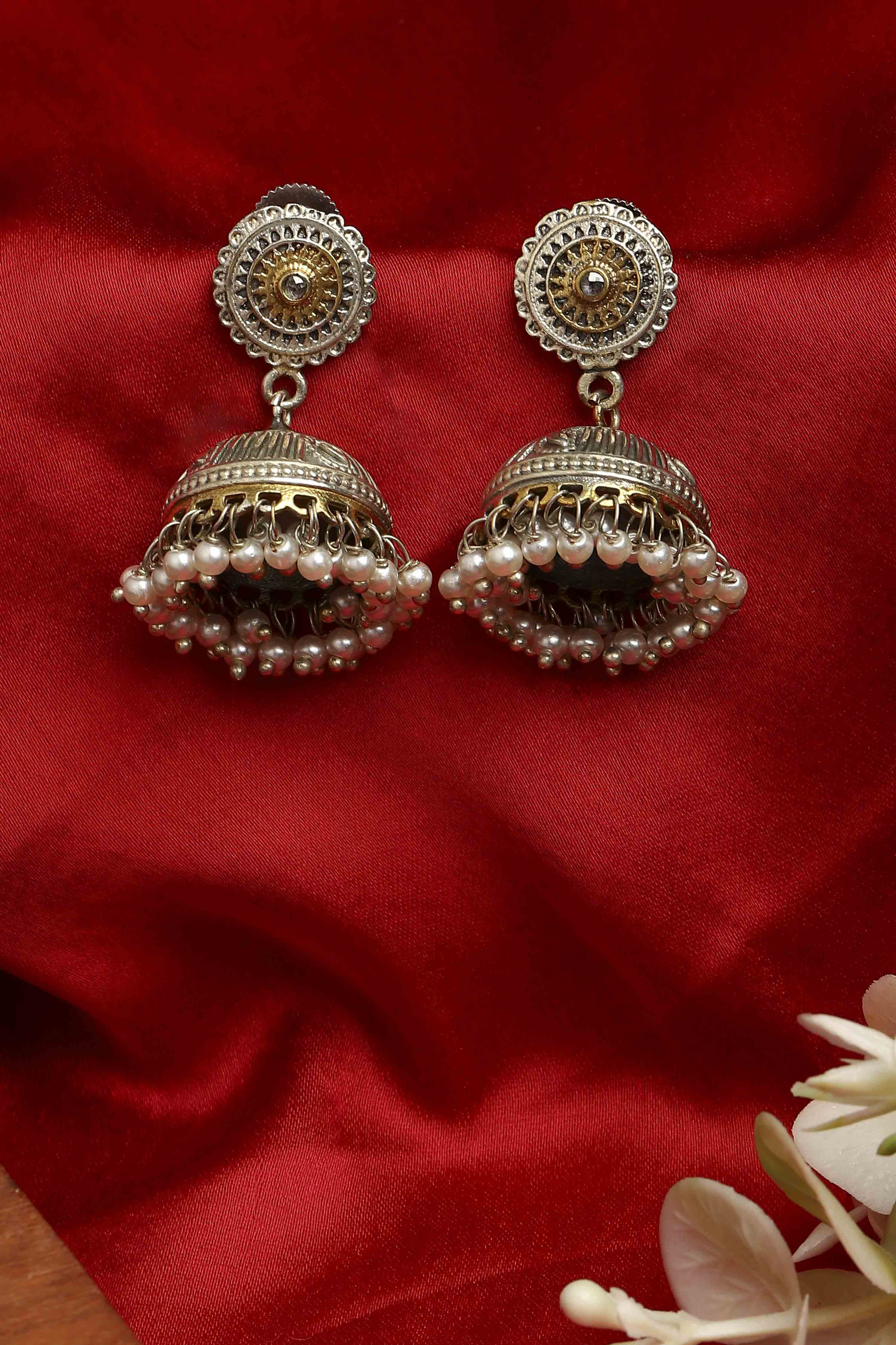 Oxidised Gold Earrings image number 0