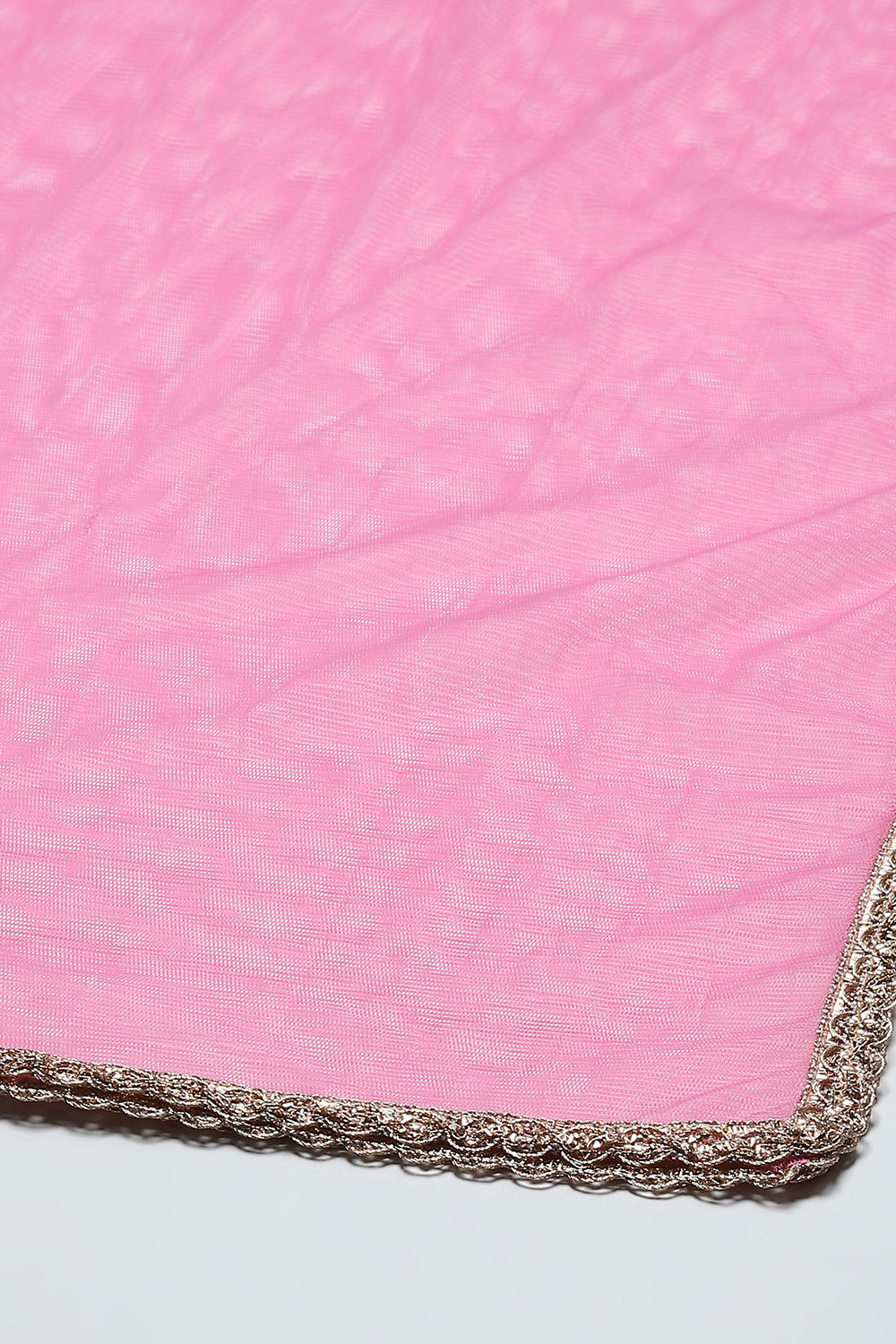 Blue Poly Chanderi Floral Printed Flared Lehenga Set image number 3