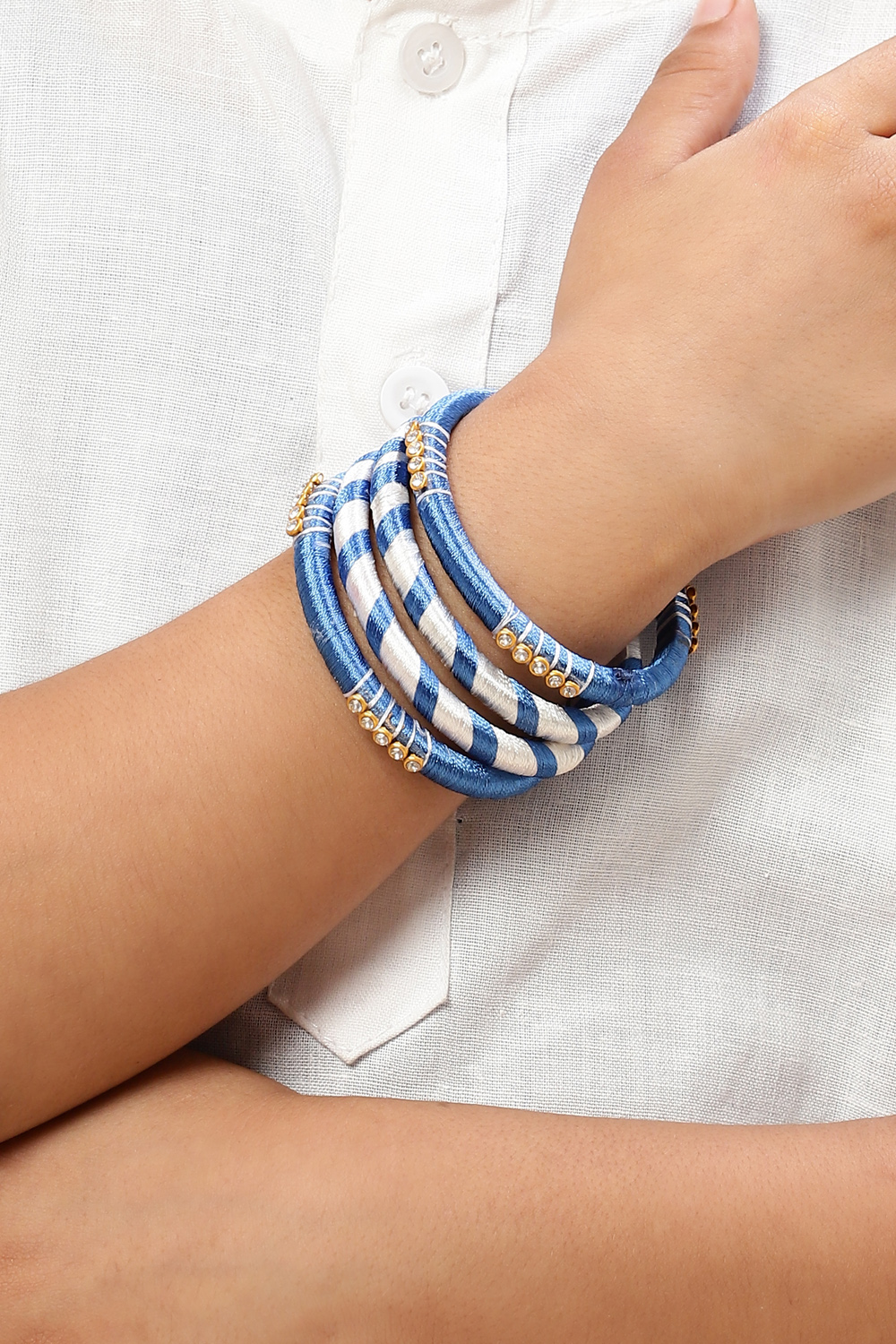 Blue White Kids Bangles image number 2