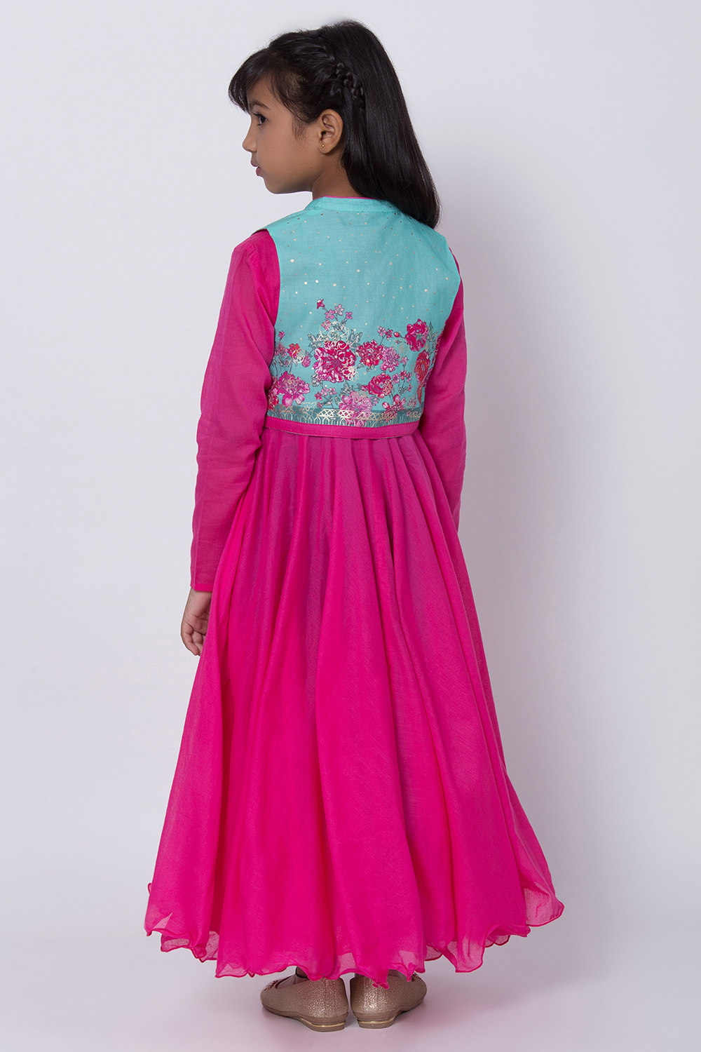 Pink Cotton Anarkali Kurta Churidar Suit Set image number 4