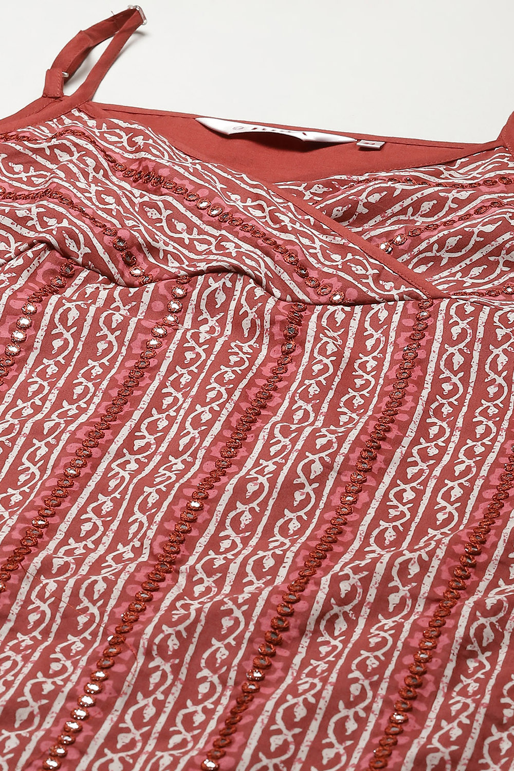 Red Cotton Straight Printed Kurta Sharara Suit Set image number 1