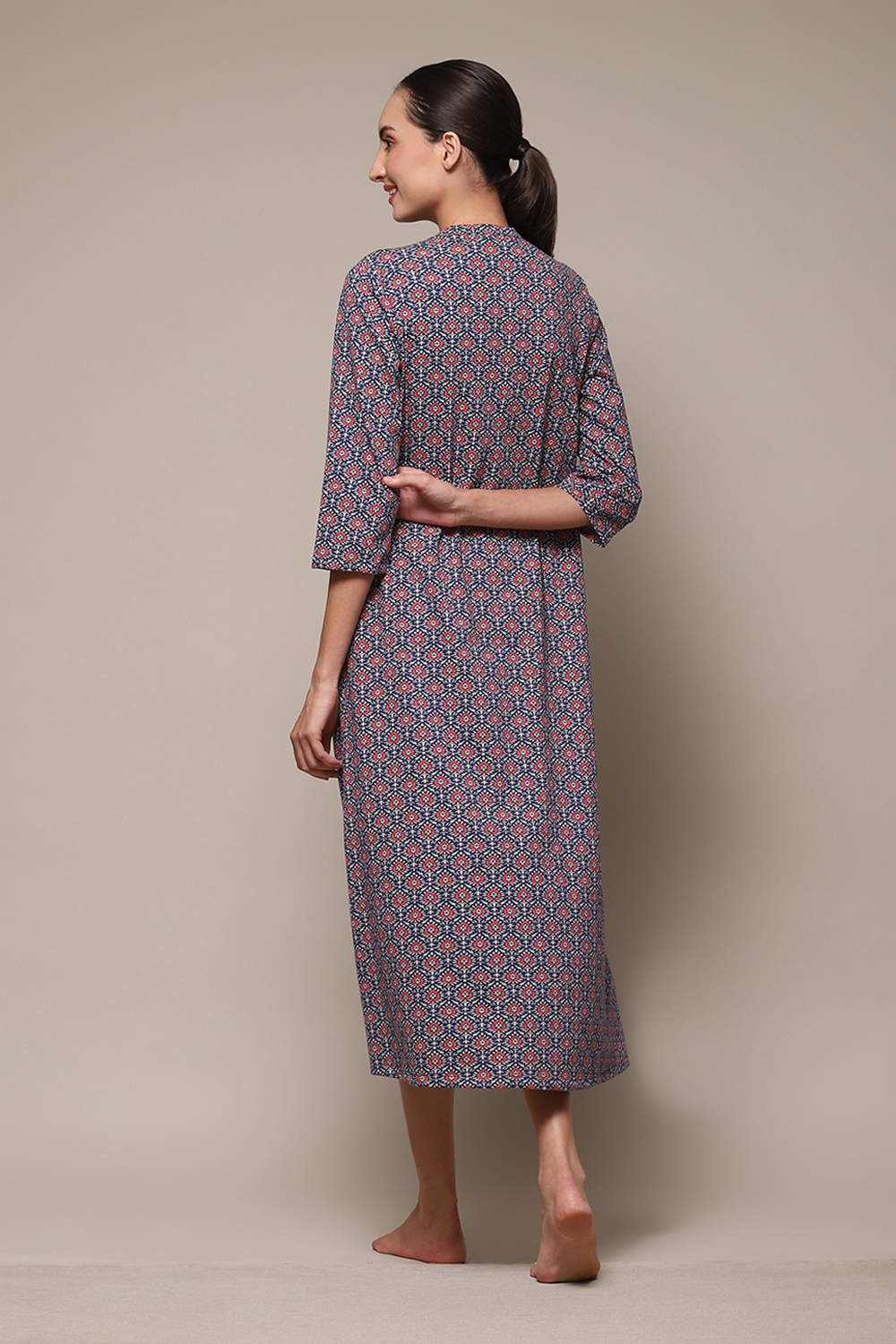 Navy Cotton Printed Sleepwear image number 4