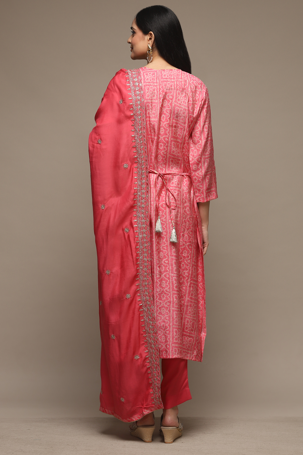 Pink Modal Machine Embroidered Unstitched Suit Set image number 6