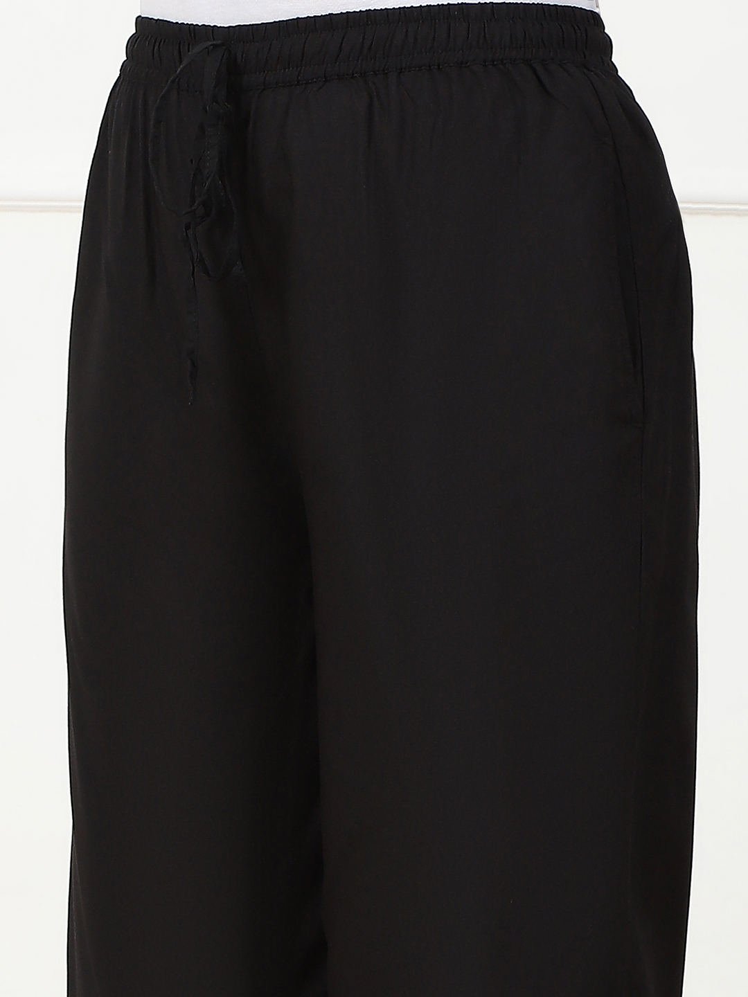 Black Rayon Regular Solid Palazzo image number 1