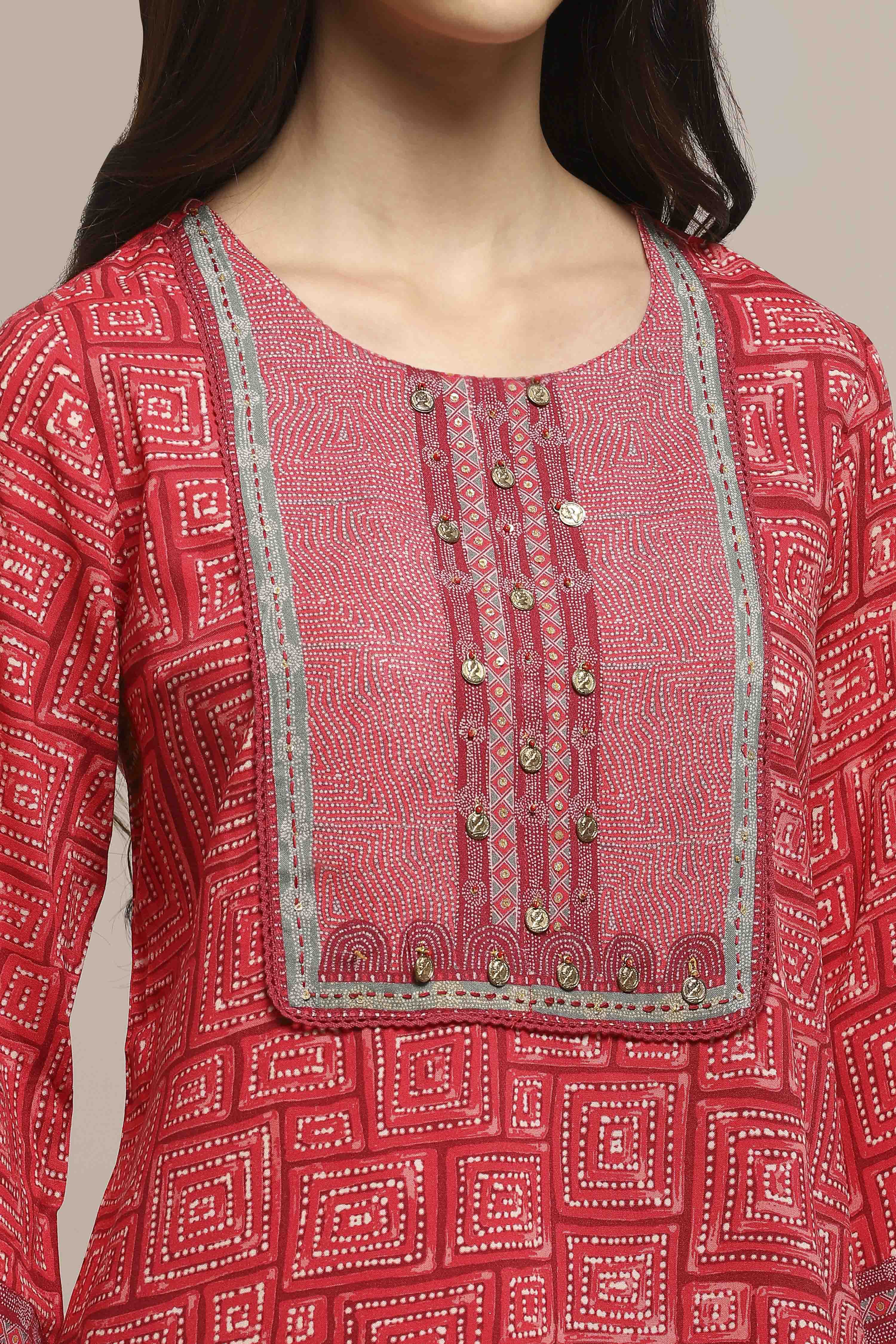 Coral Rayon Printed Kurti image number 1