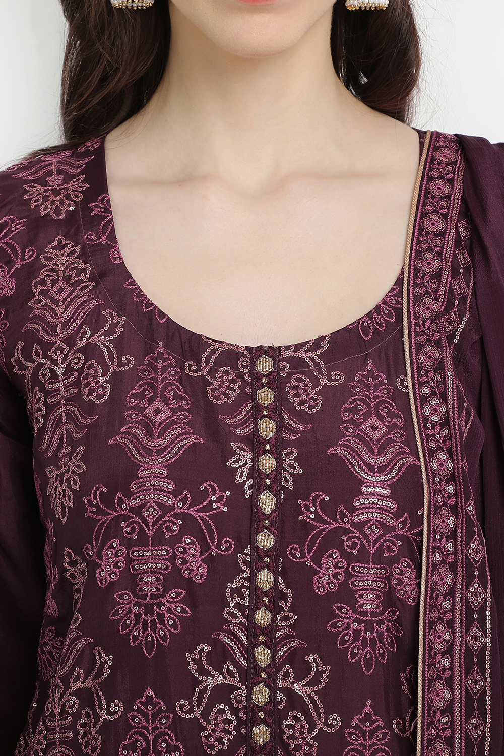 Red Chanderi Woven Unstitched Suit Set image number 1