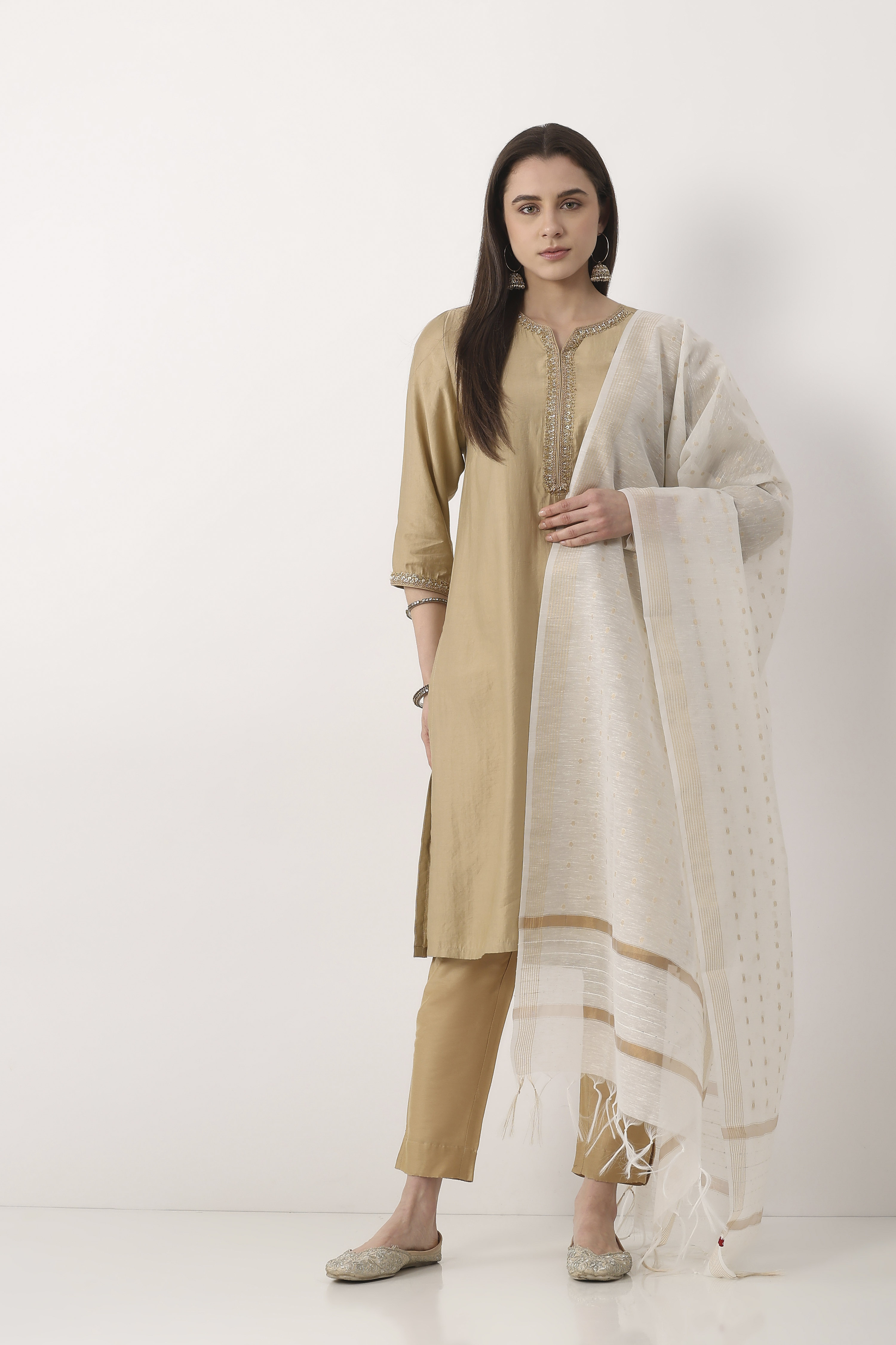 White Art Silk Dupatta image number 0