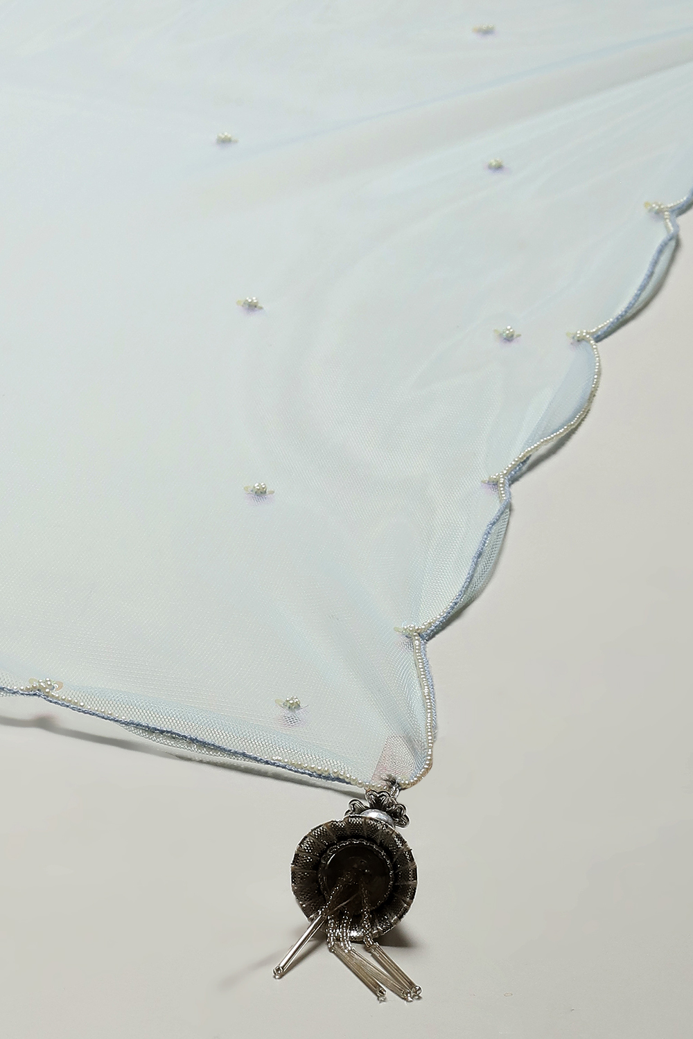 Powder Blue Viscose Short Kurta Skirt Suit Set image number 3