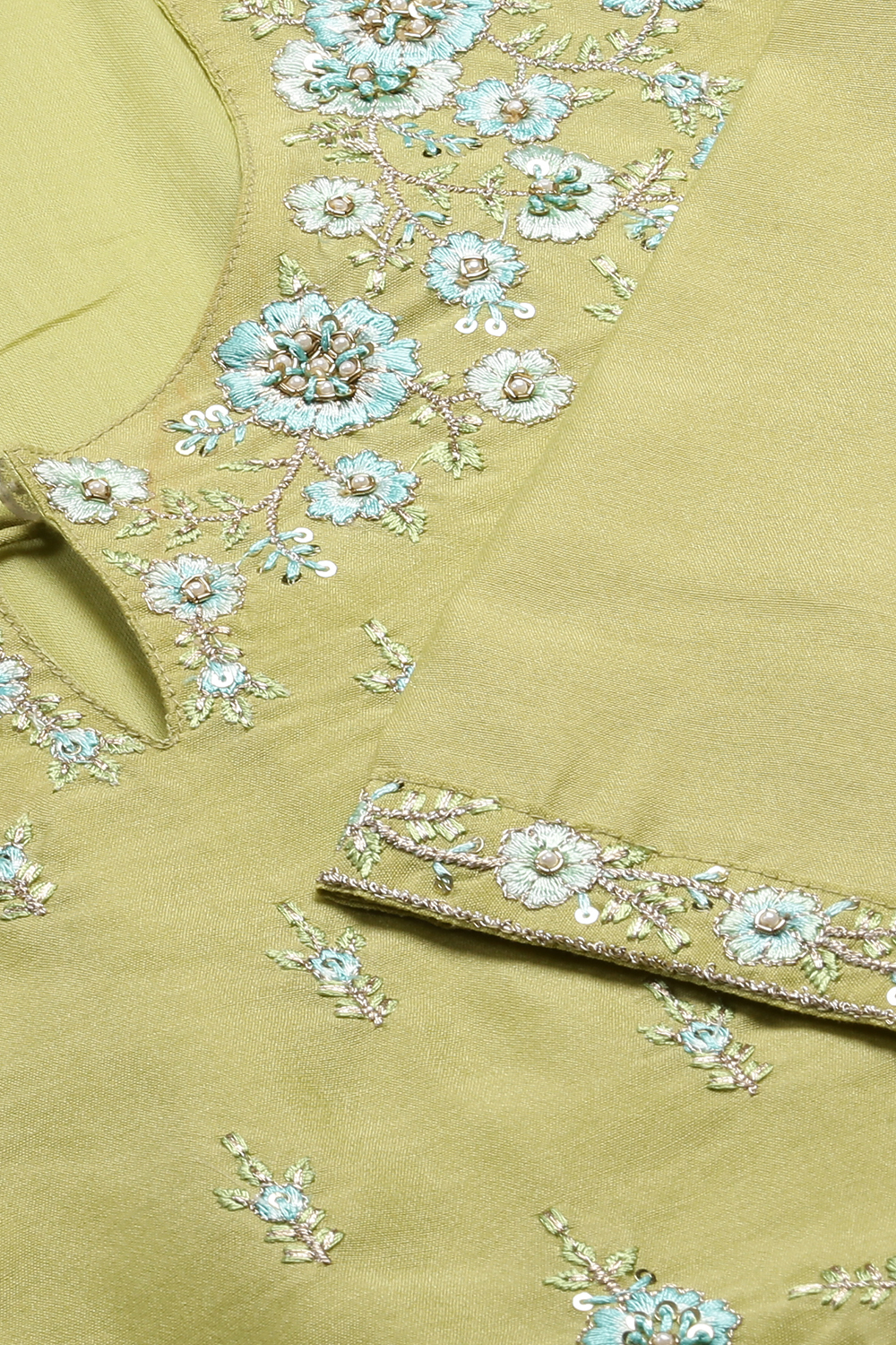 Peach Cotton Blend A-Line Kurta Pants Suit Set image number 1