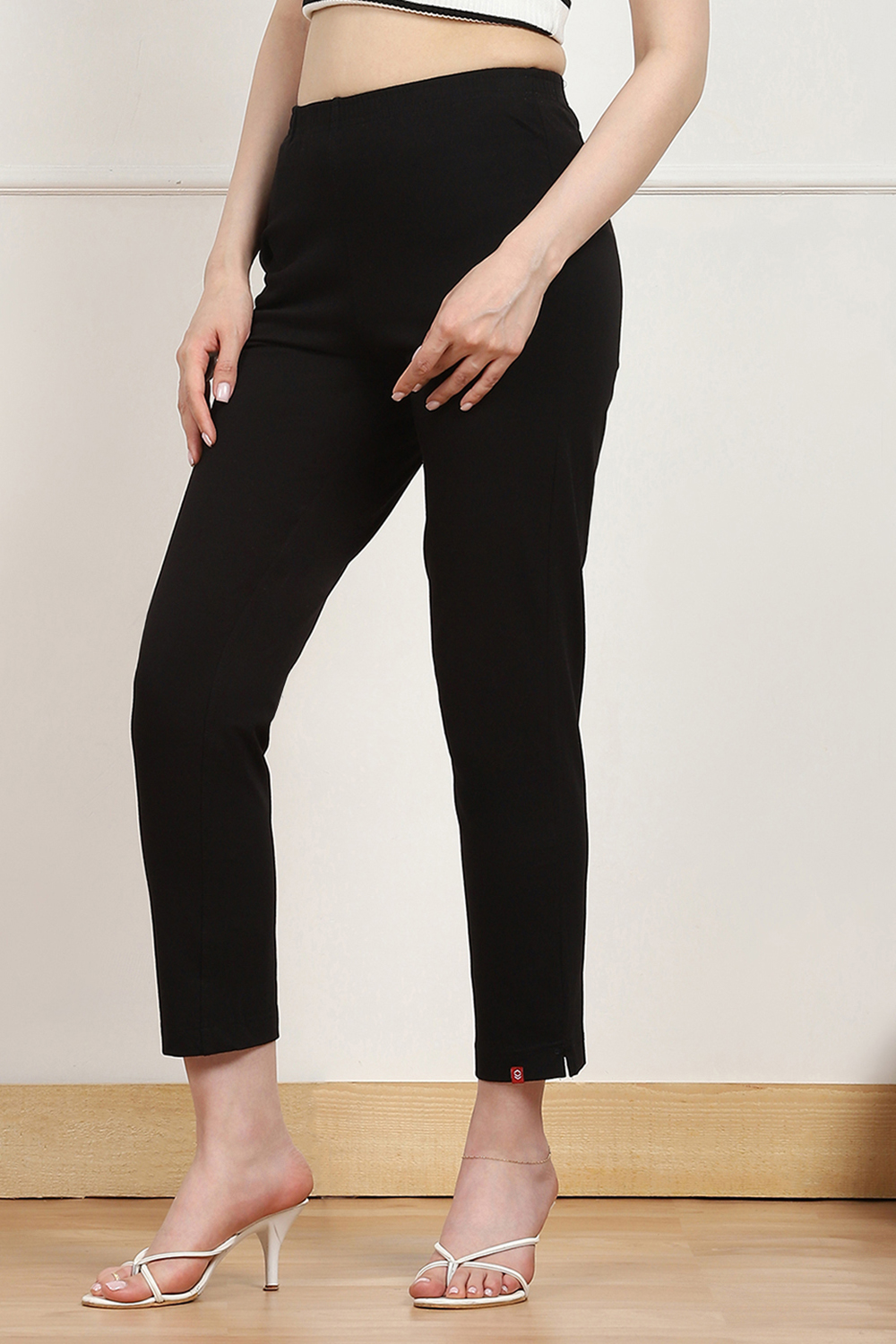 White Cotton Blend Pants image number 2