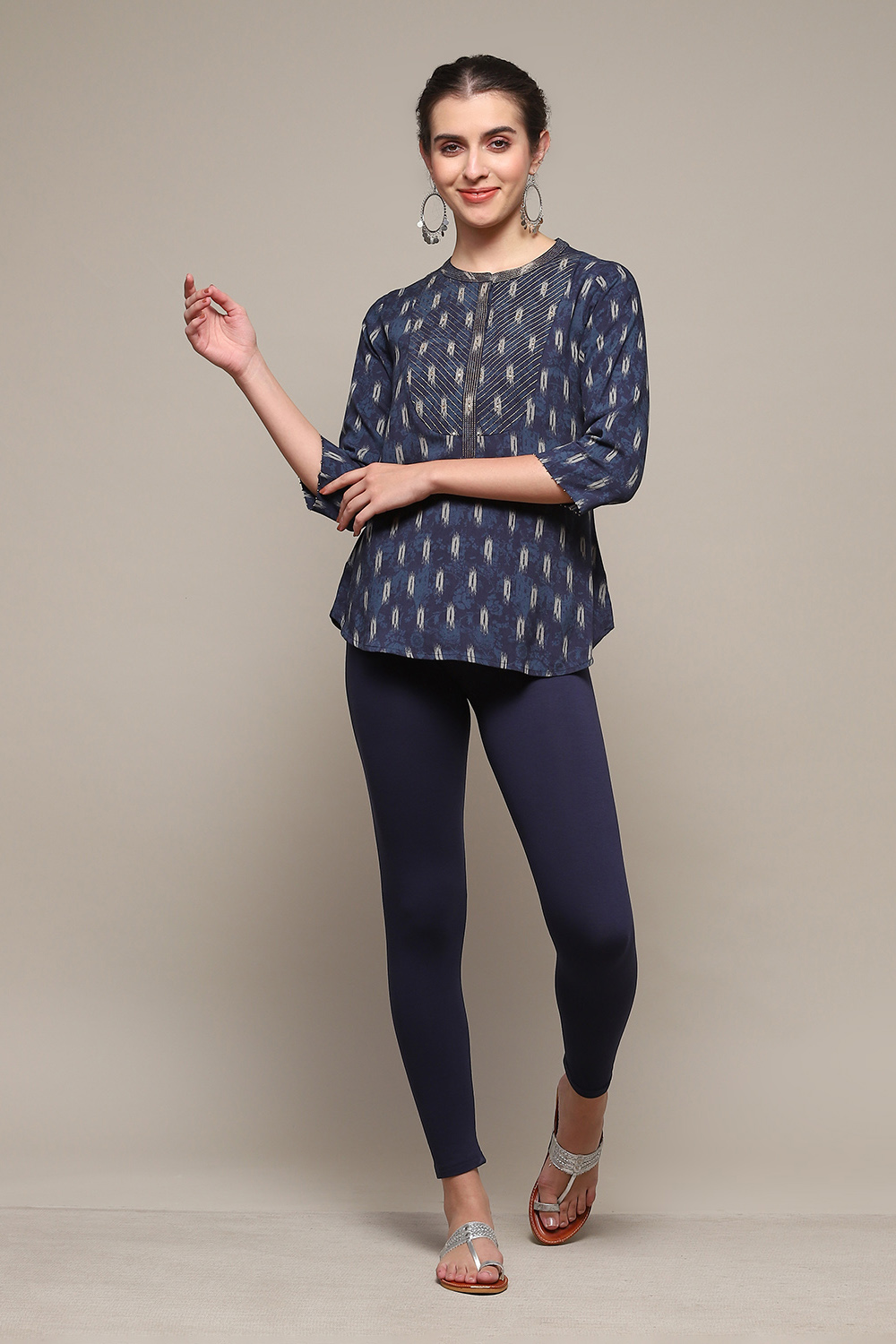 Indigo Cotton Blend Solid Churidar image number 0