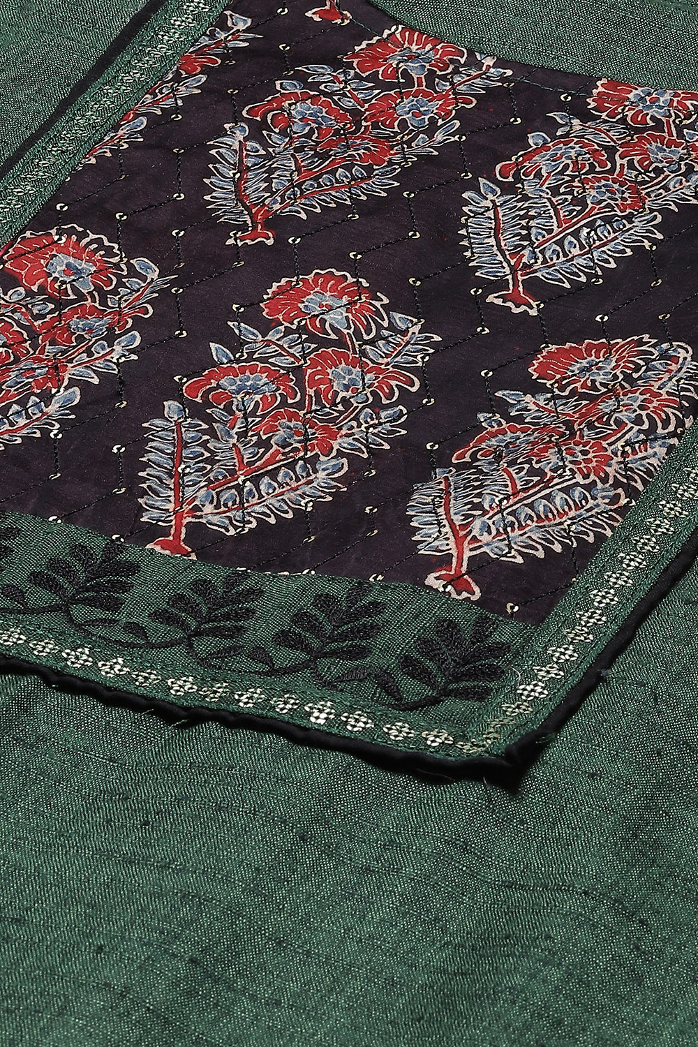 Maroon Chanderi Machine Embroidered Unstitched Suit Set image number 1