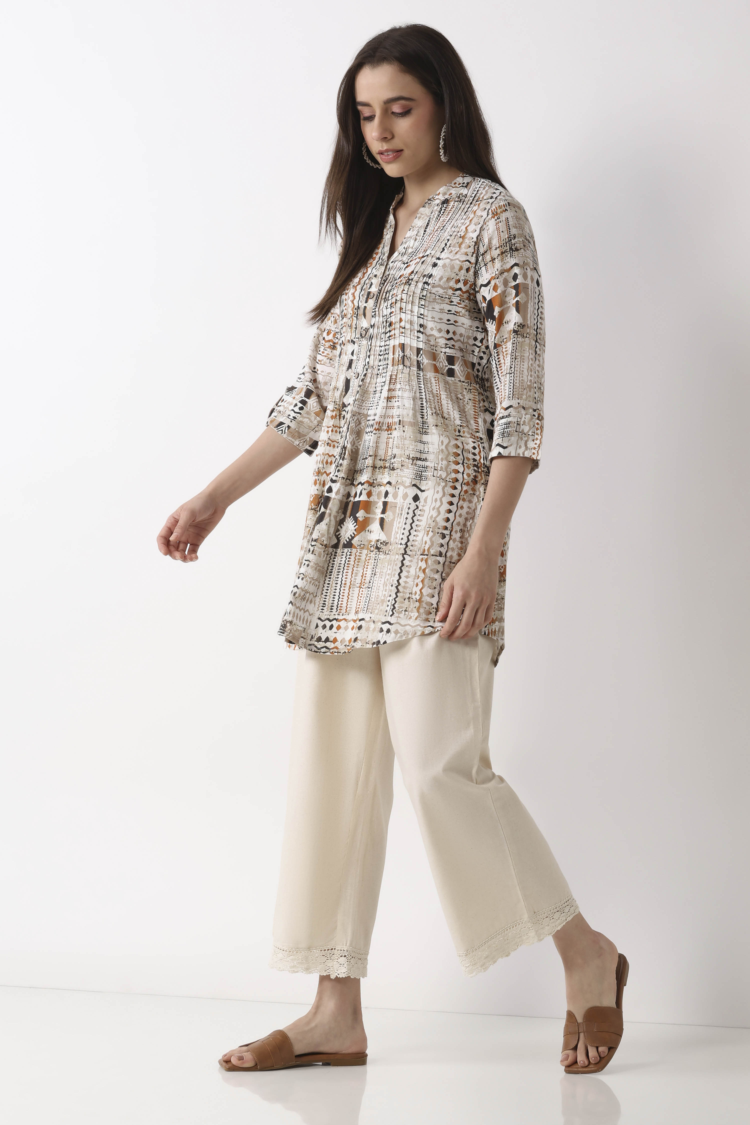 Natural Cotton Straight Palazzos image number 7