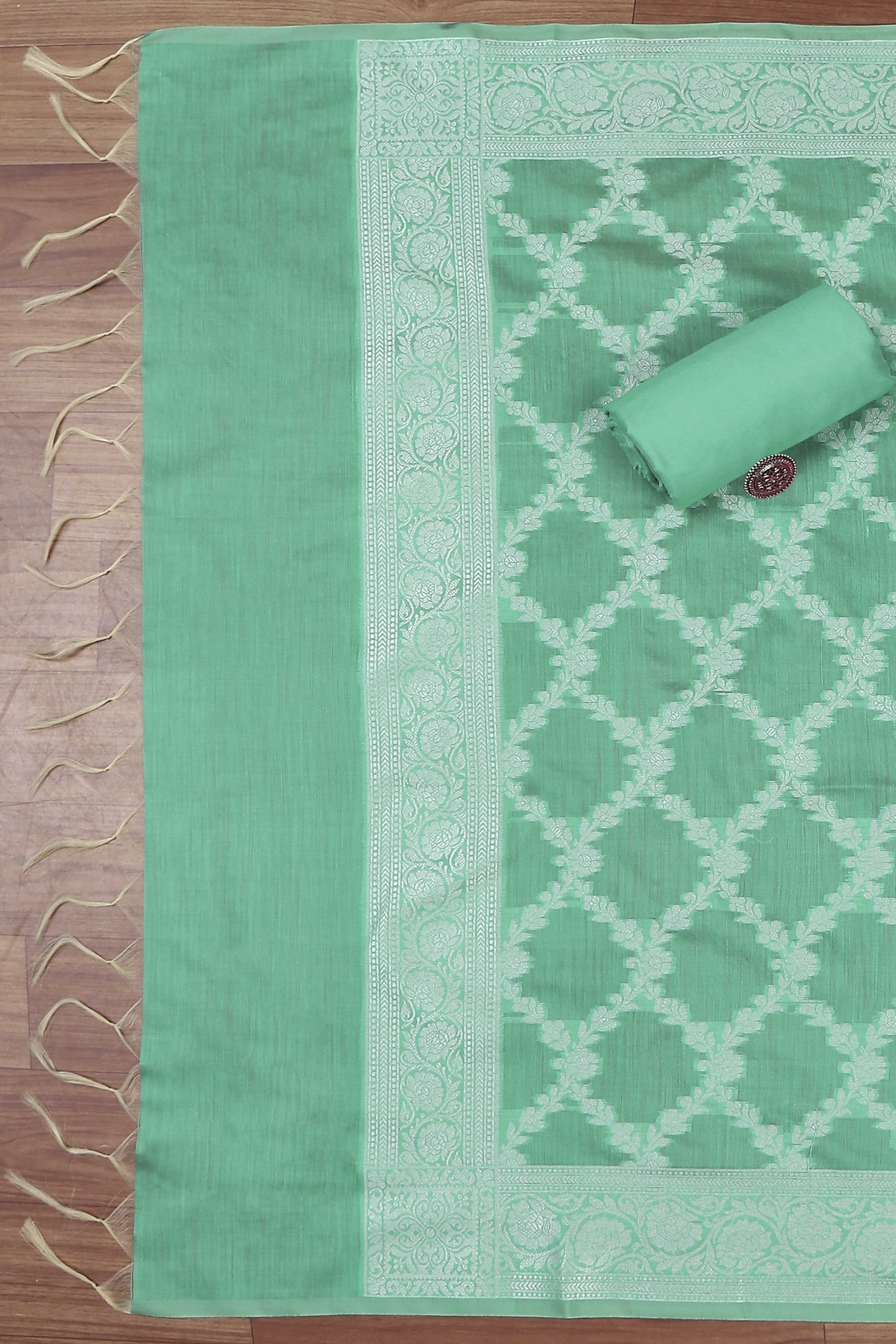 Pastel Cotton Printed Embroidered Unstitched Suit Set image number 3