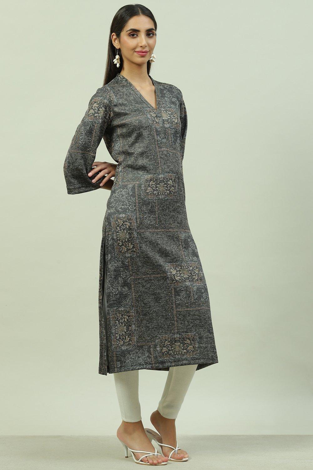 Oil Pink Straight Printed Kurta image number 3