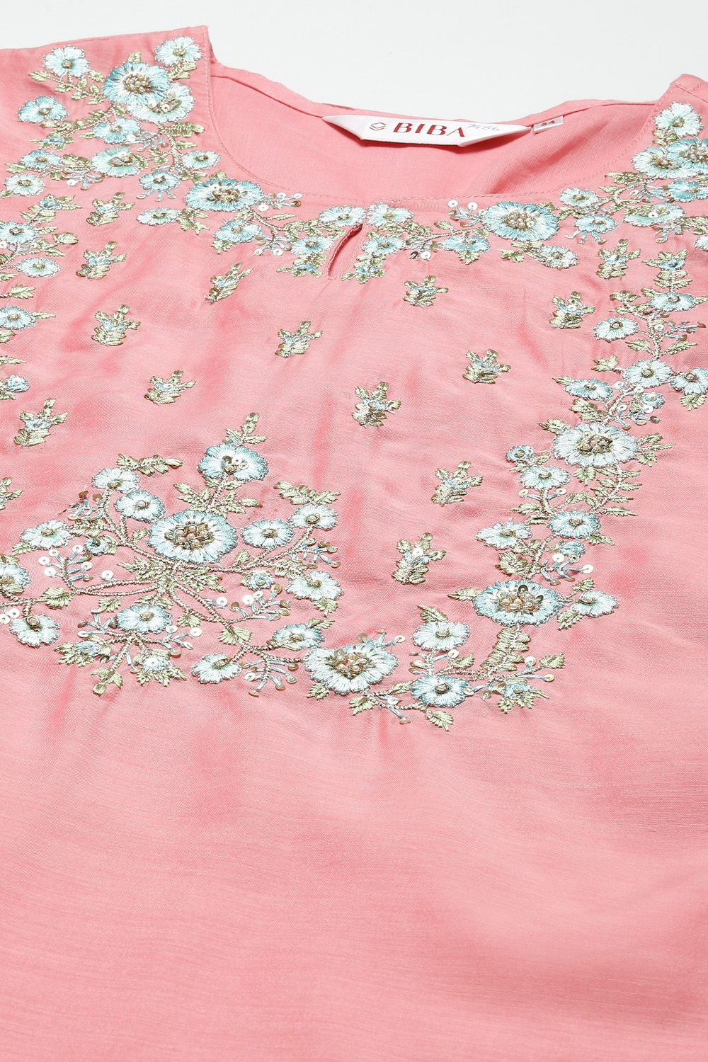 Turquoise Yarndyed A-Line Kurta Regular Pants Suit Set image number 1