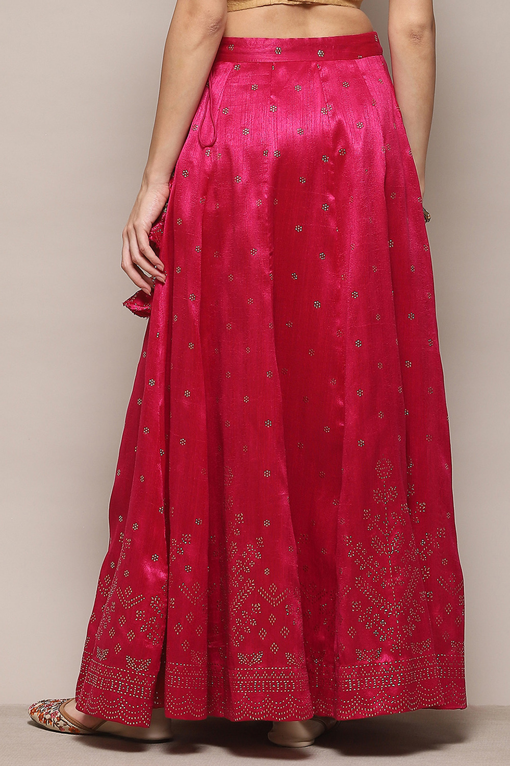 Fuchsia Metallic Design Flared Skirt image number 4