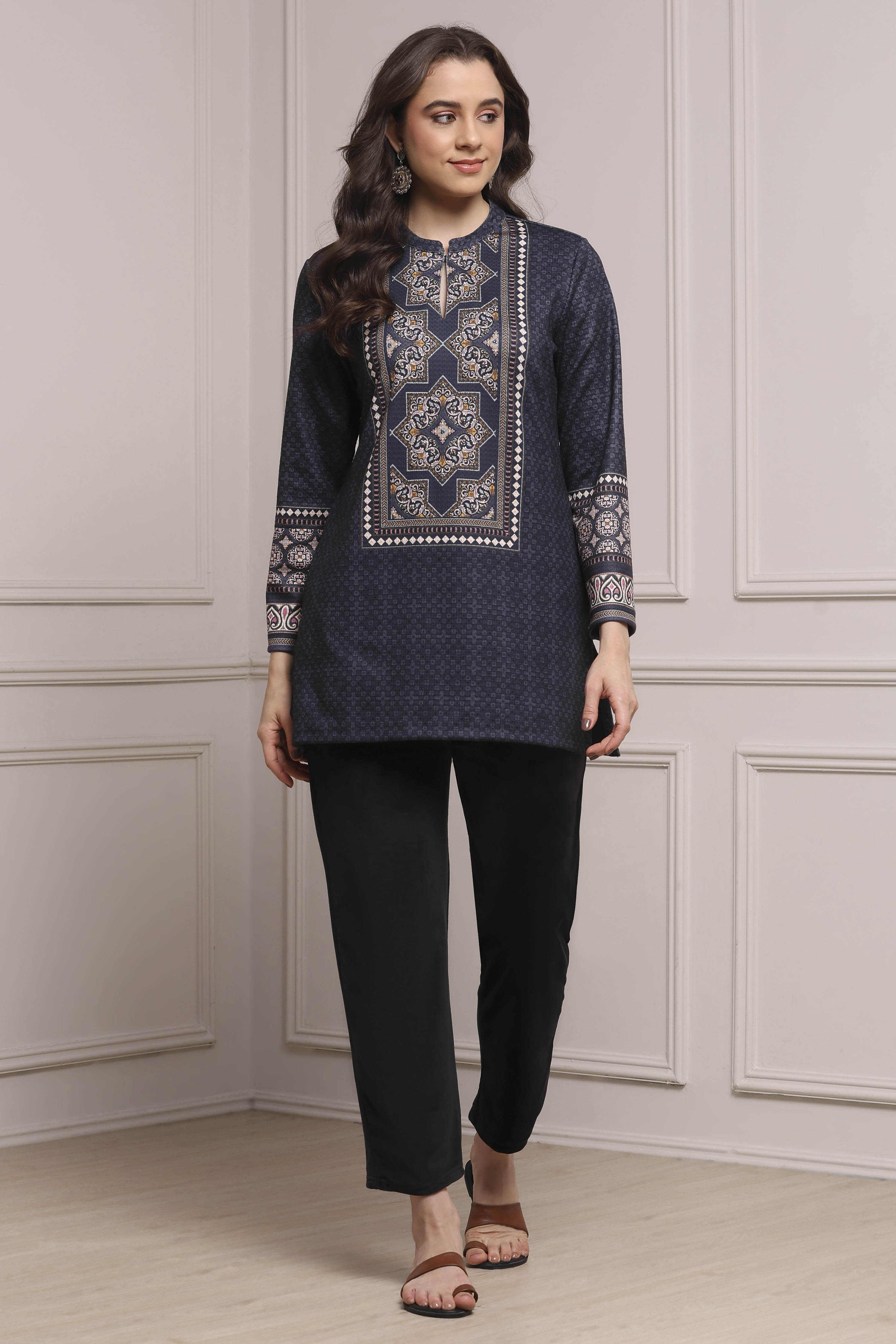 Pink Polyester Printed Kurta image number 0