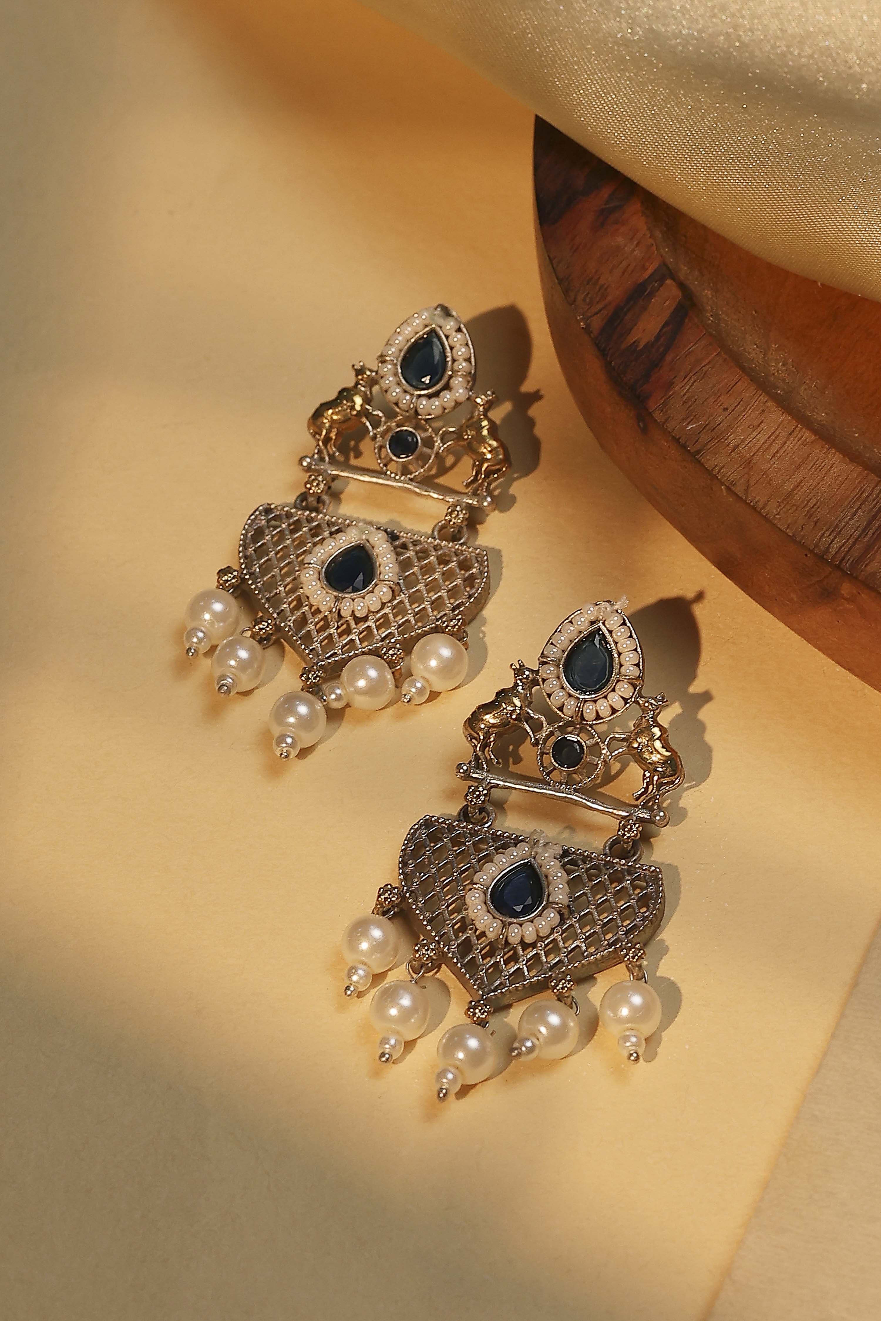 Navy Brass Drop & Danglers image number 0