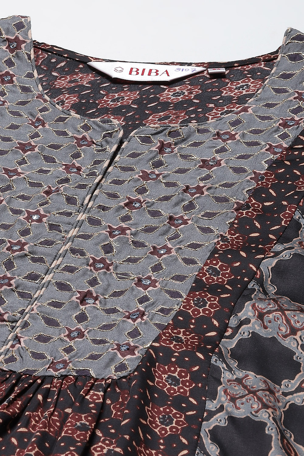 Maroon and Green Viscose Flared Kurta Palazzo Suit Set image number 1