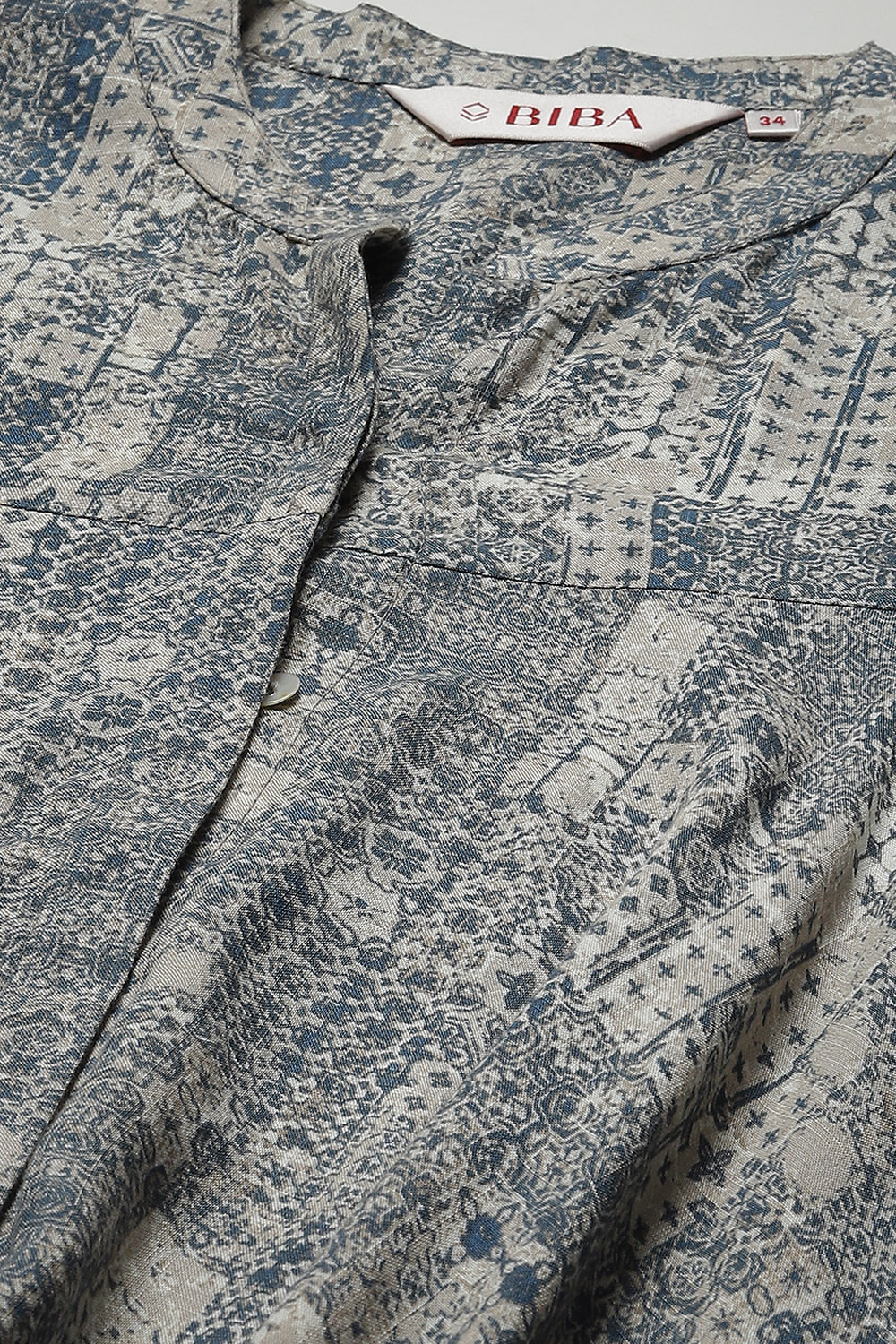 Navy LIVA Printed Kurti image number 5