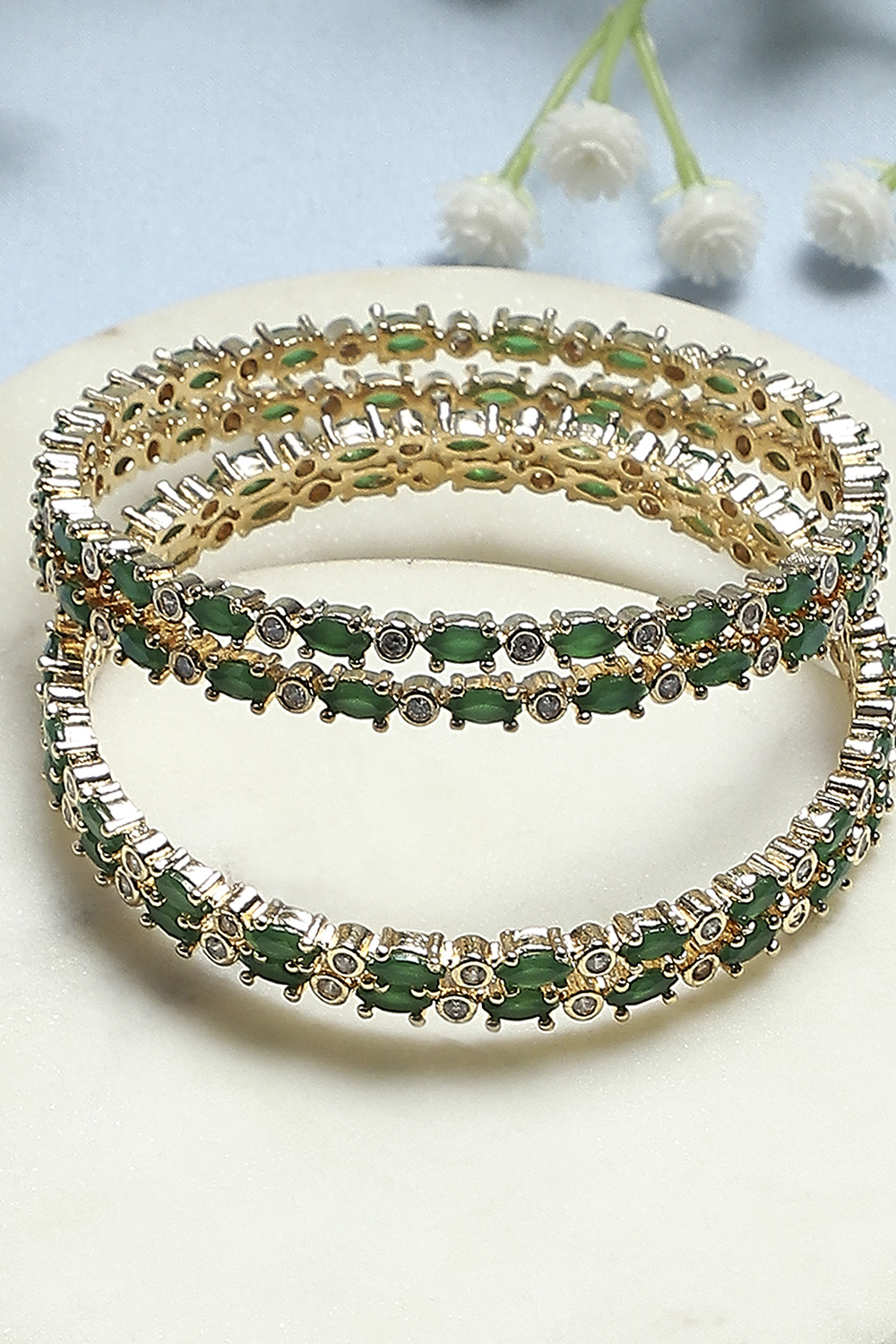 Green Stone Embellished Bangle image number 0