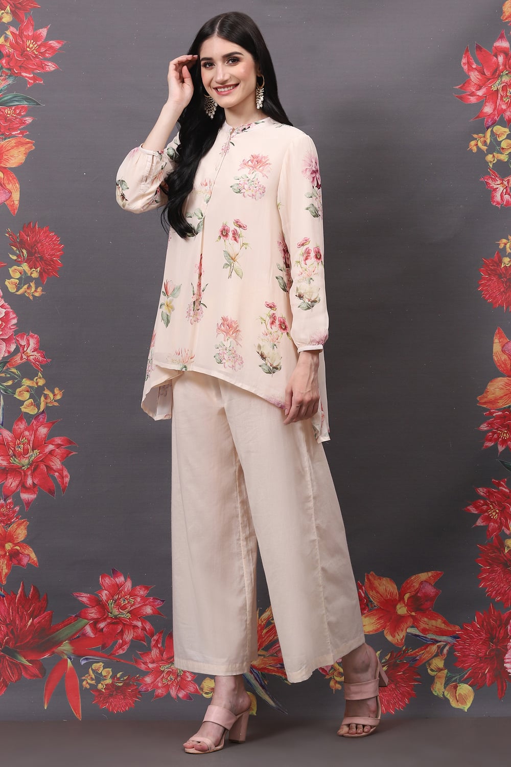 Off White Viscose Co-ord Set image number 0