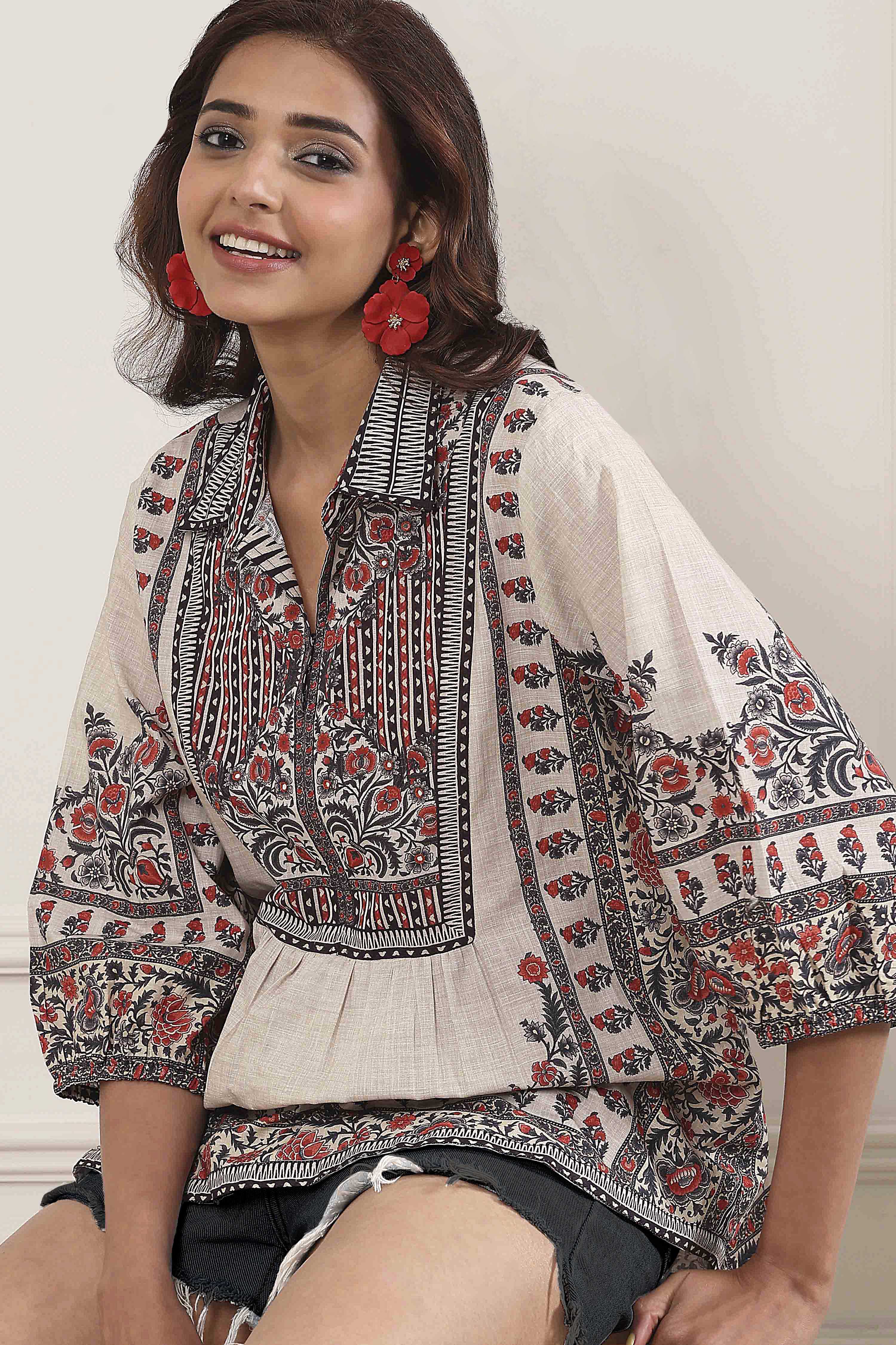 Brown Cotton Straight Shirt image number 6