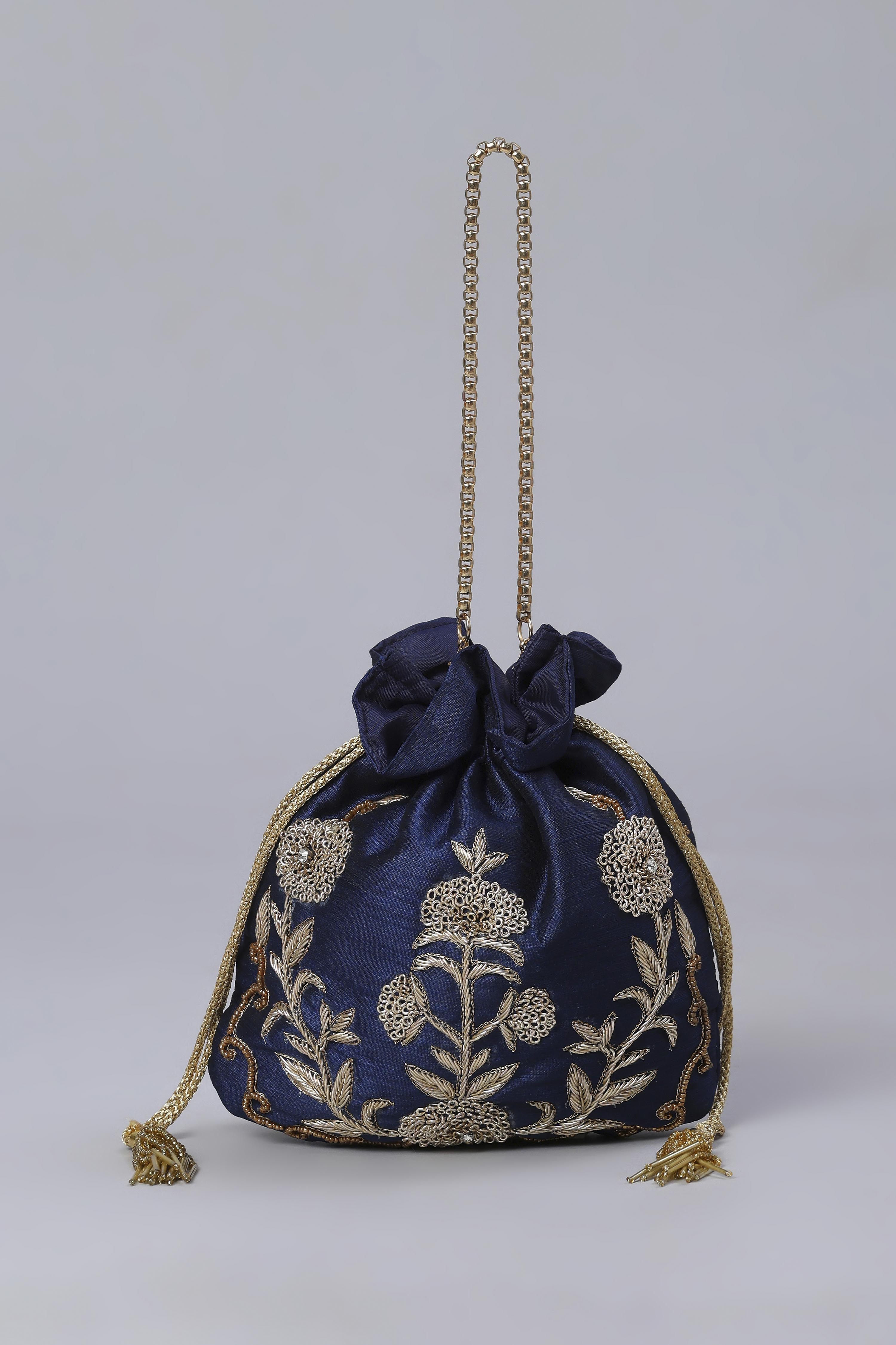 Royal Blue Fabric Potli Bag image number 1