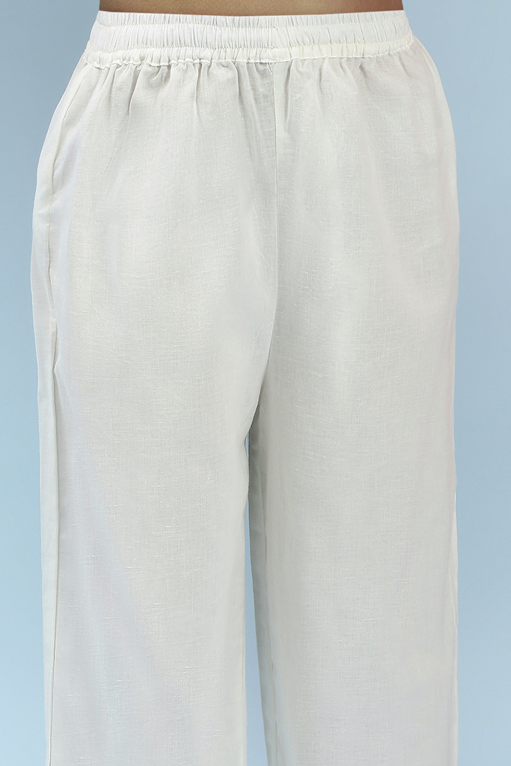 Yellow and White Cotton Printed Straight Kurta Set image number 2