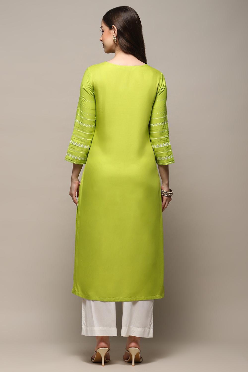 Pink Rayon flax Relaxed Kurta Palazzo Suit Set image number 4