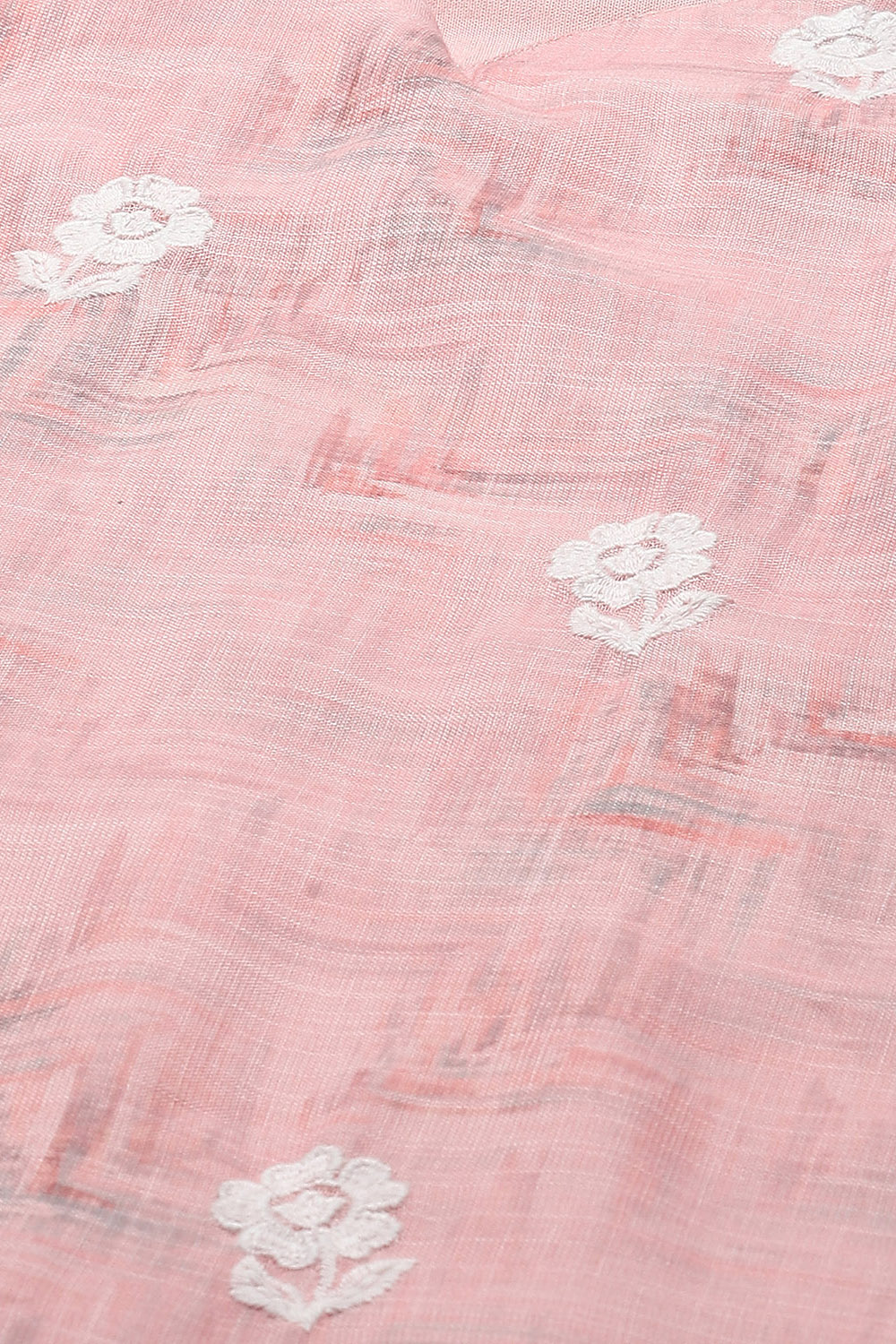 Pink Linen Unstitched Suit Set image number 2