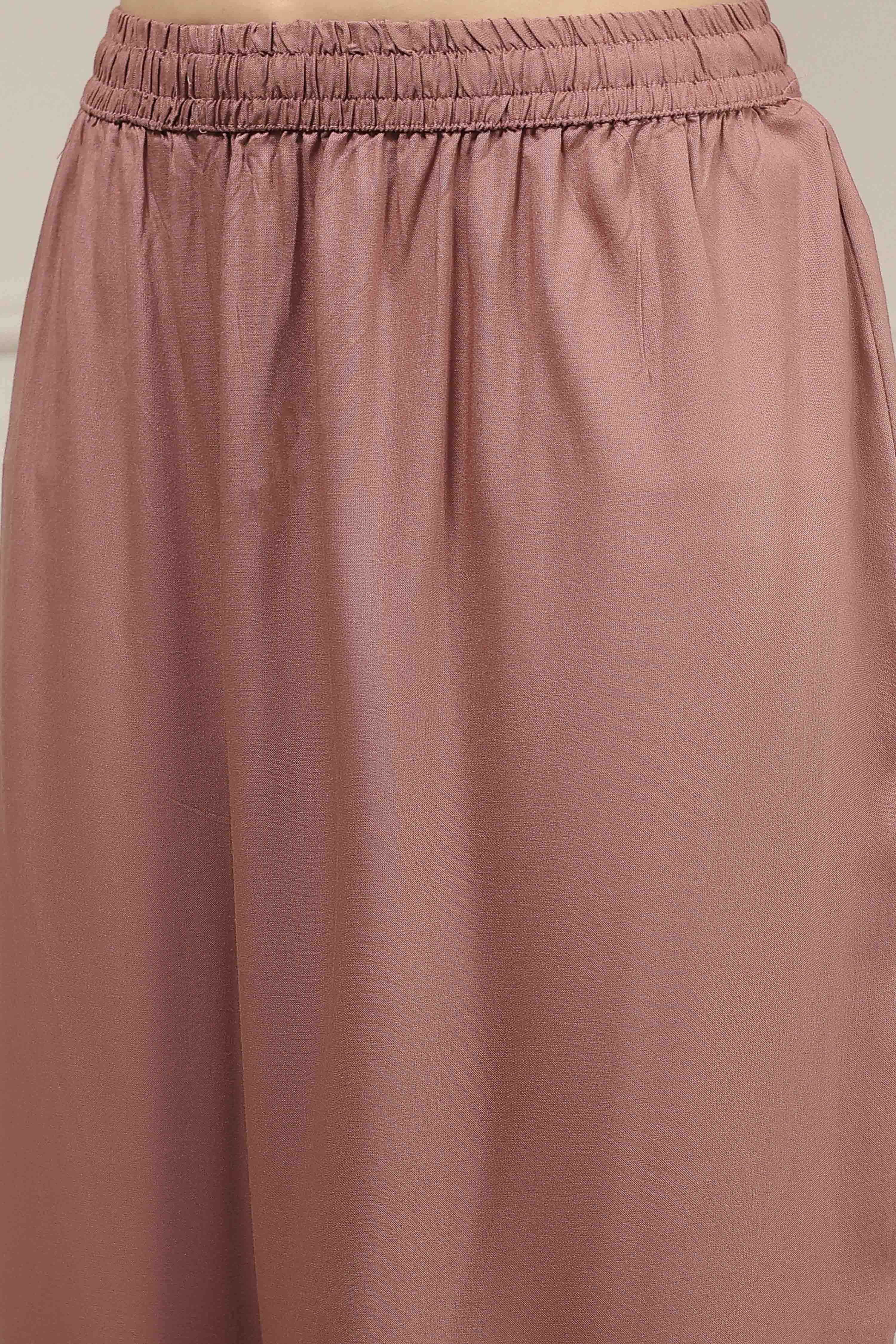 Mauve Solid Kaftan-Style Kurta Set image number 2