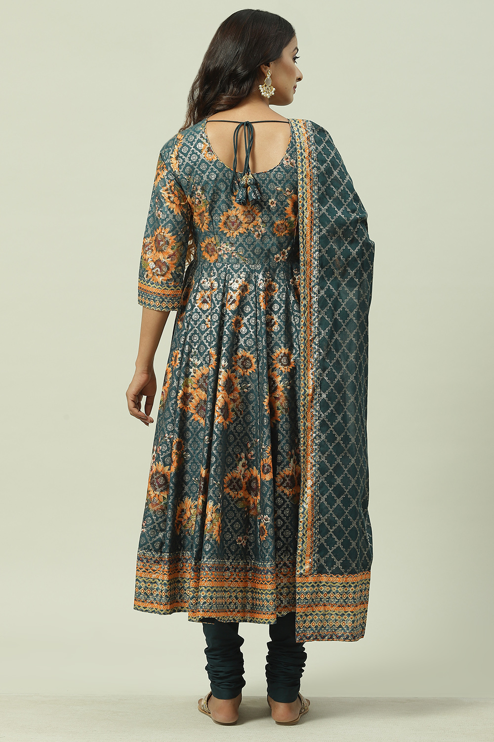 Fuchsia Cotton Anarkali Kurta Churidar Suit Set image number 4