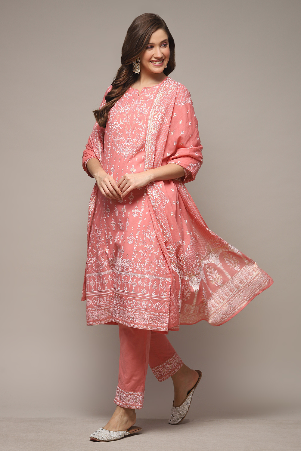 Sea Green Cotton Straight Kurta Pants Suit Set image number 0