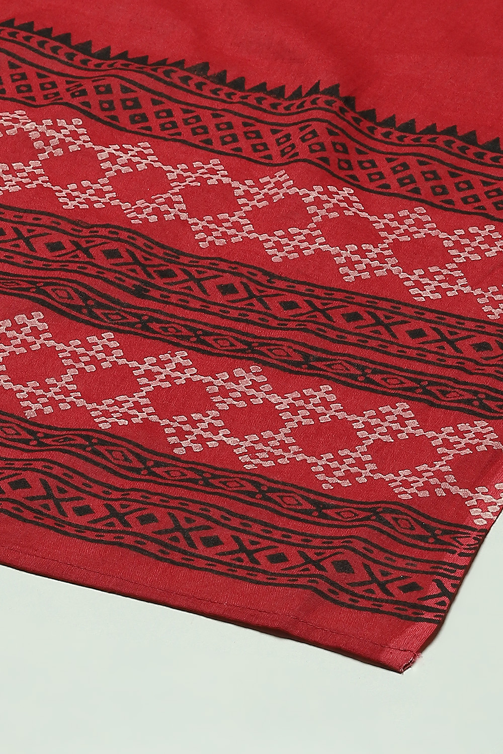 Red Flex Machine Embroidered Unstitched Suit Set image number 7