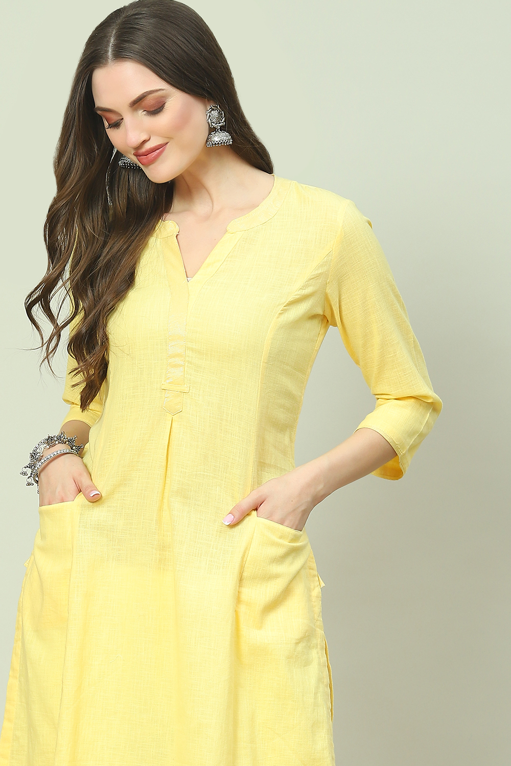 Blue Cotton Solid Kurti image number 5