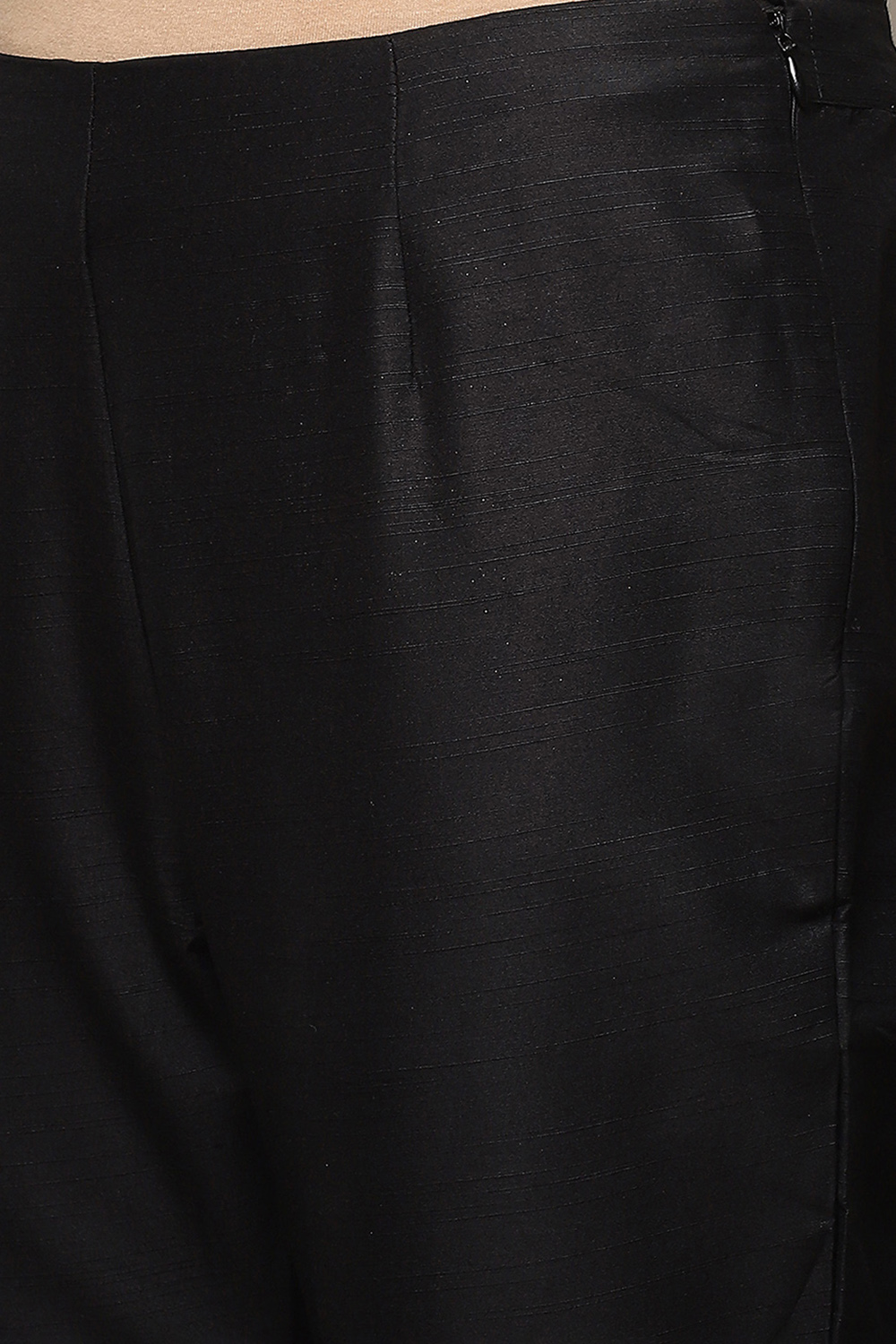 Black Poly Viscose Solid Pant image number 1