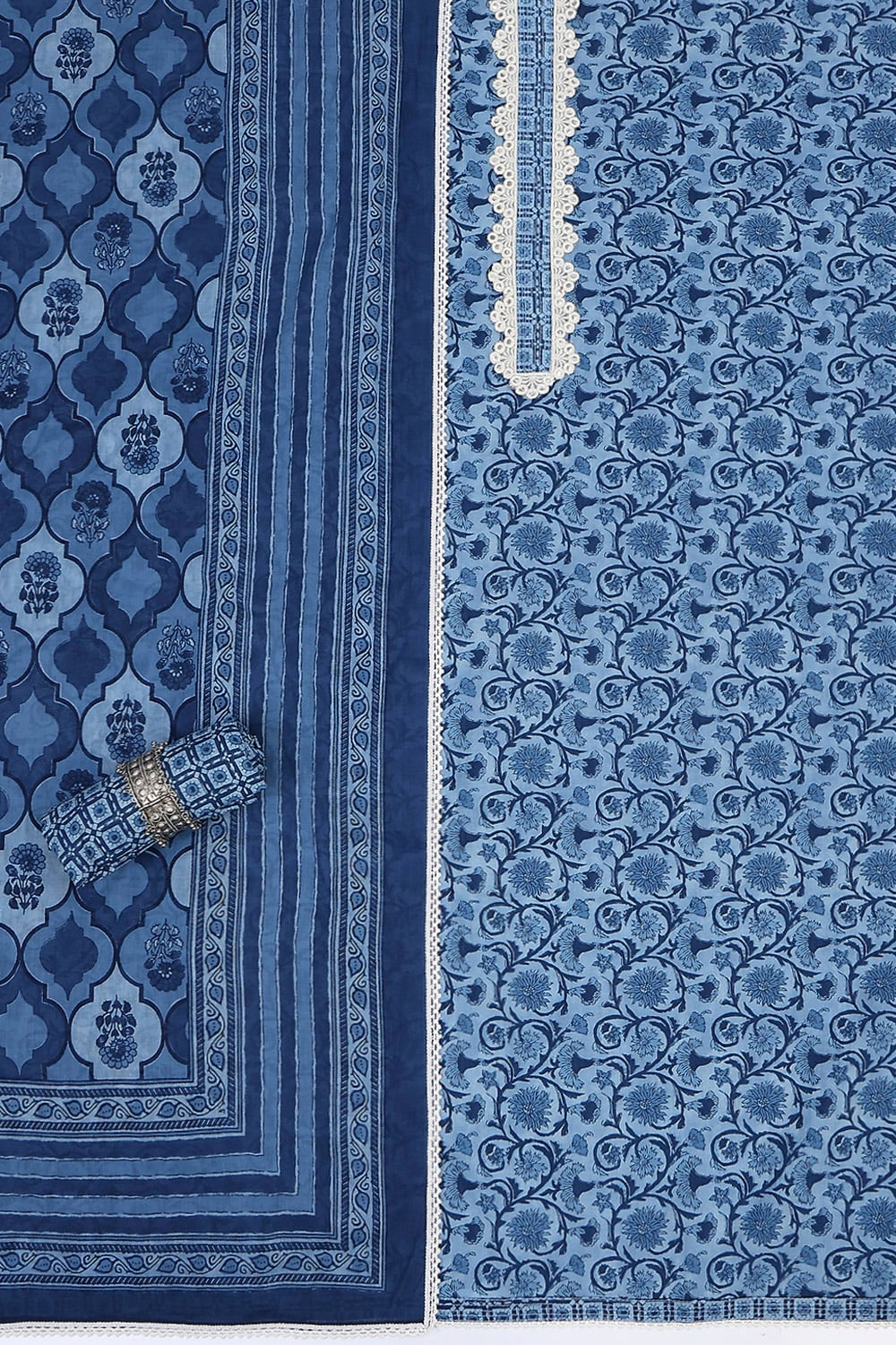 Brown Cotton Printed Embroidered Unstitched Suit Set image number 1