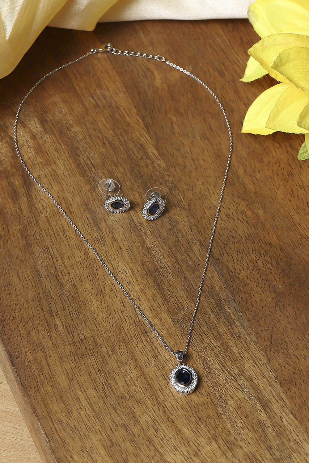 Navy Blue Stone Necklace Set image number 0