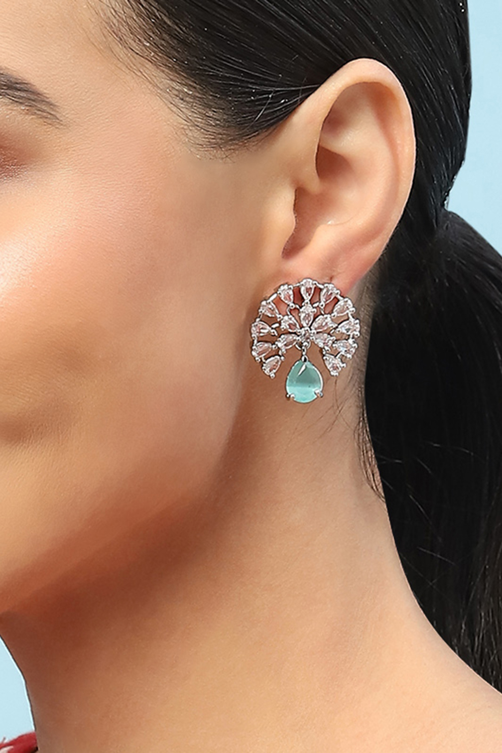 Mint Green Brass Earrings image number 1