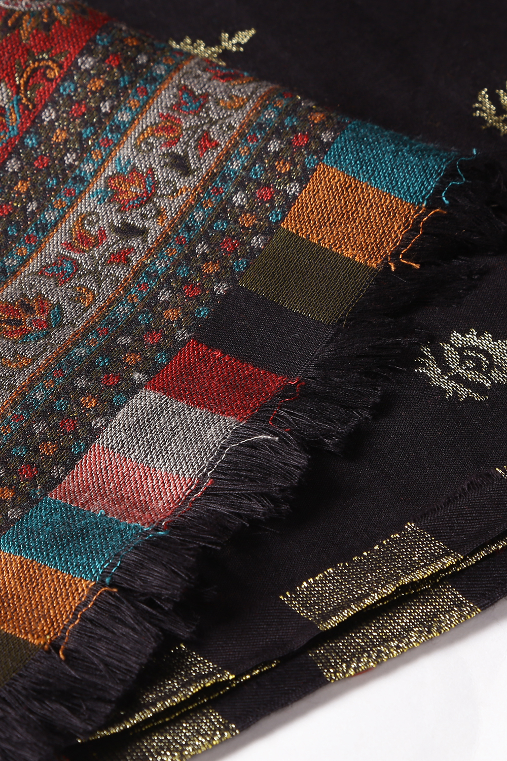 Black Woolen A-Line Kurta Narrow Pants Suit Set image number 2