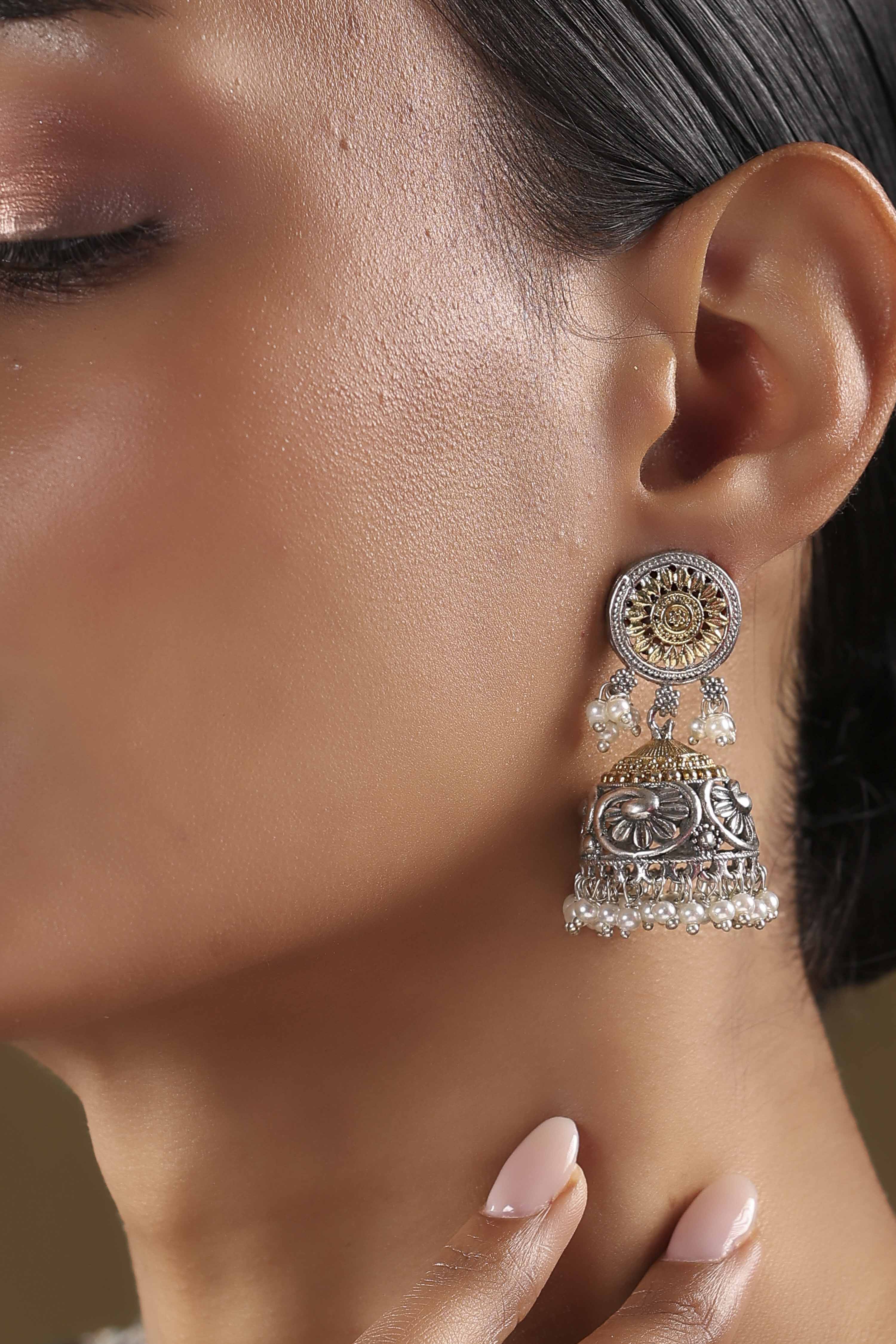 Oxidised Gold Brass Jhumka image number 1