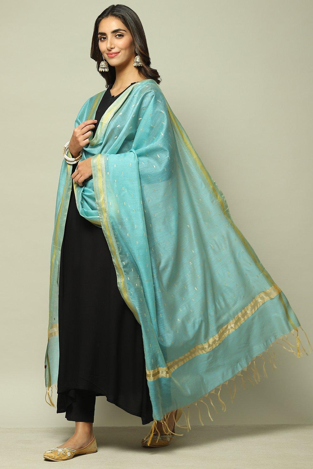 Blue Art Silk Yarndyed Dupatta image number 0