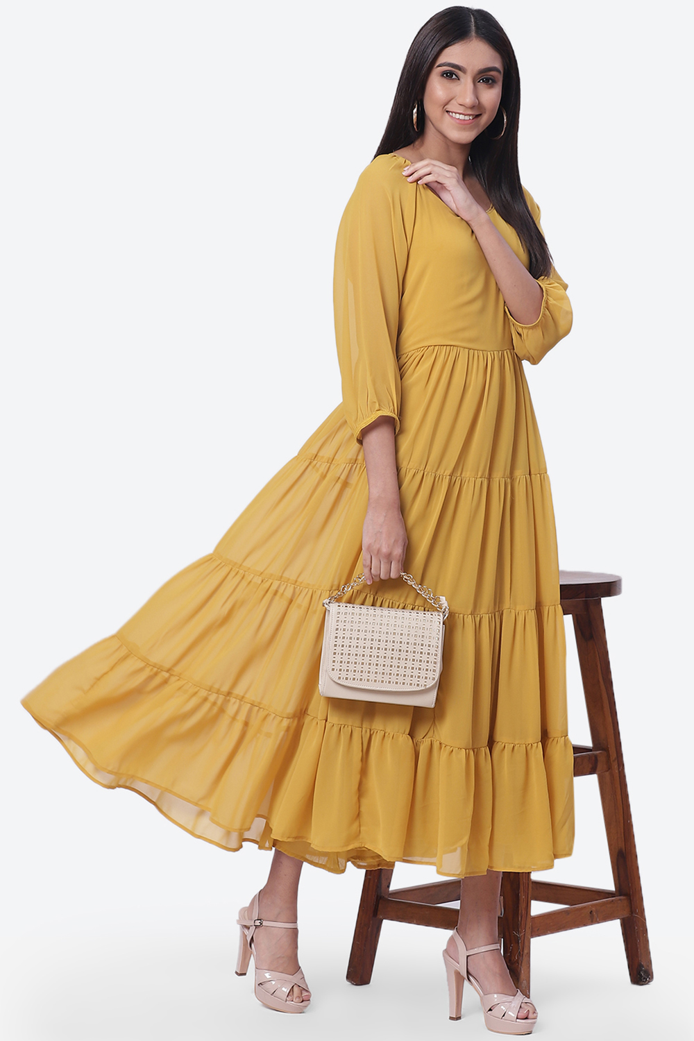 Black Art Silk Fusion Dress image number 5