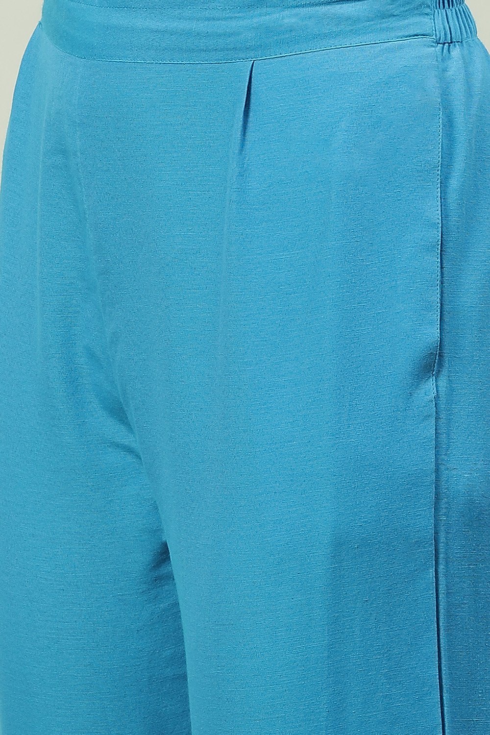 Blue Cotton Unstitched Suit Set image number 2