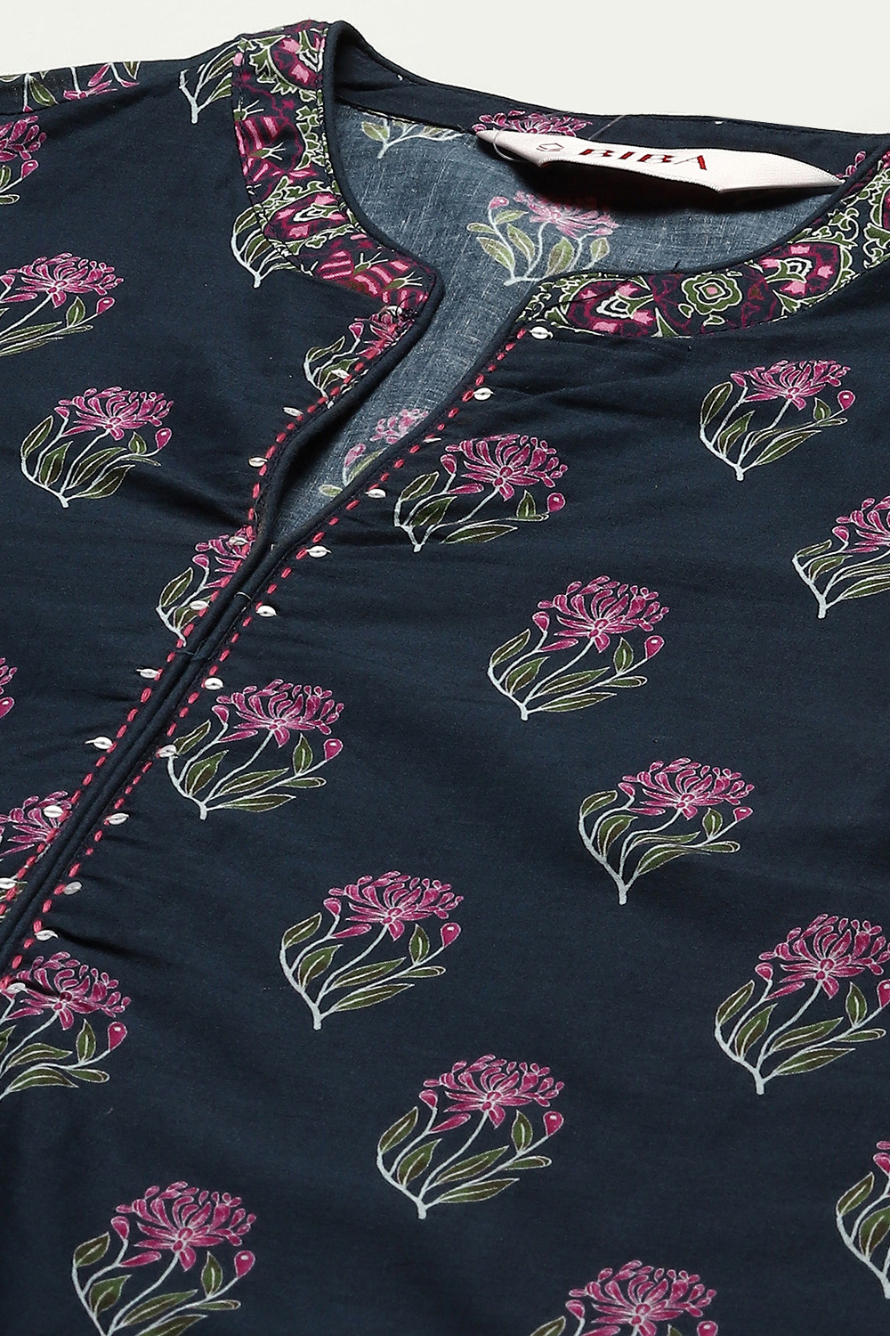 Black Cotton Straight Kurta Churidar Suit Set image number 1